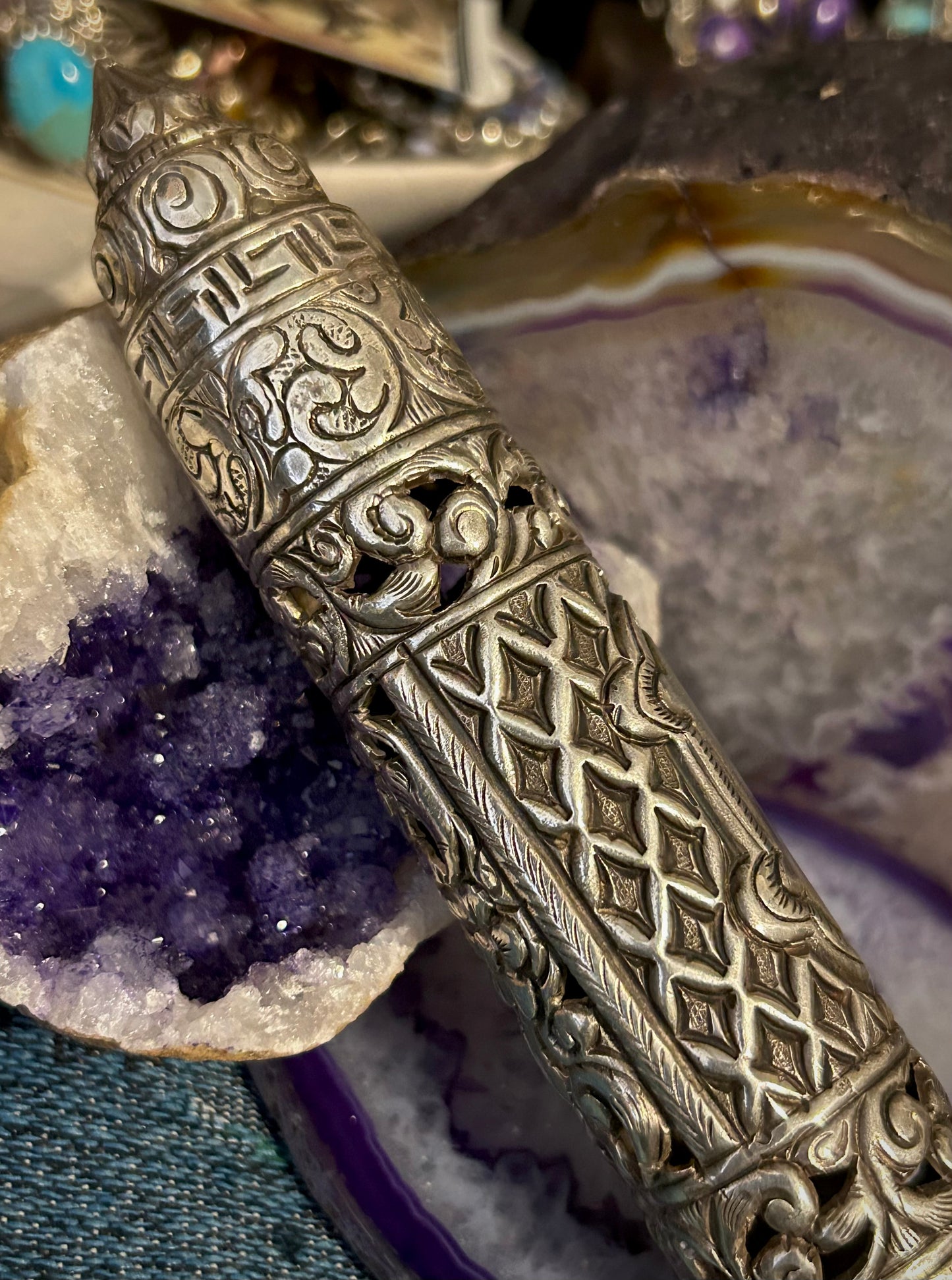 Vintage Sterling Silver Mezuzah Scroll Case