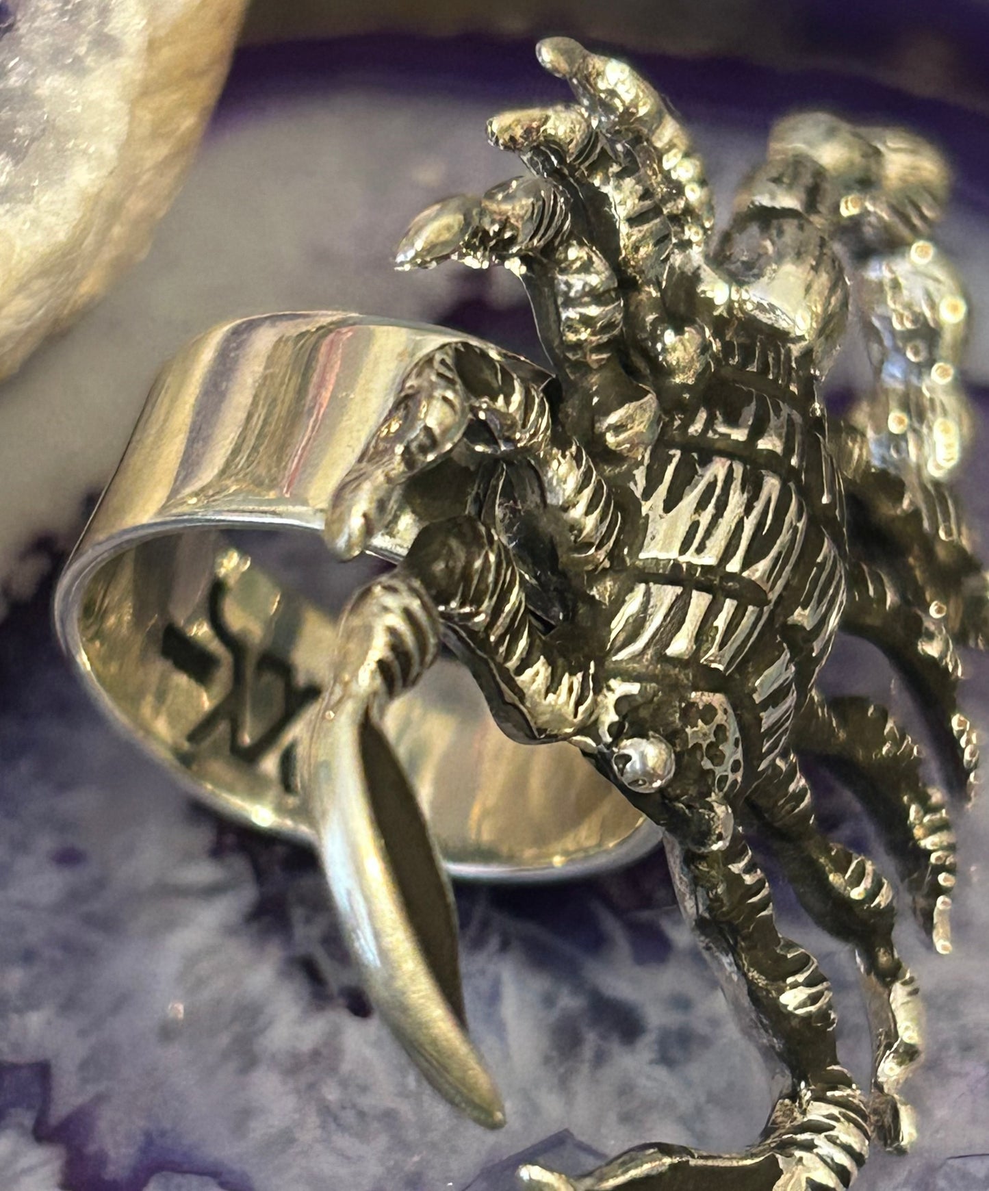 Sterling Silver Modern Taxco Mexico Statement Scorpion Ring Adjustable