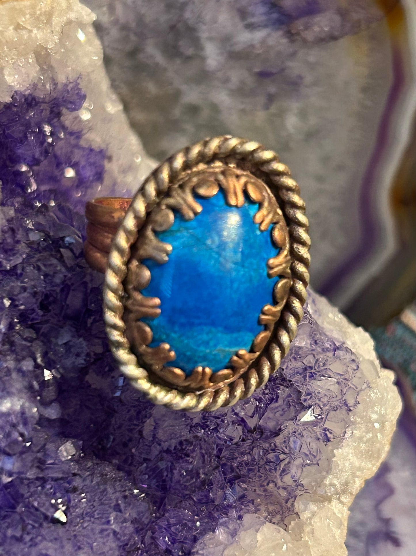 GUZ LOVE Mixed Metal Sterling & Copper African Turquoise Ring • Size 8