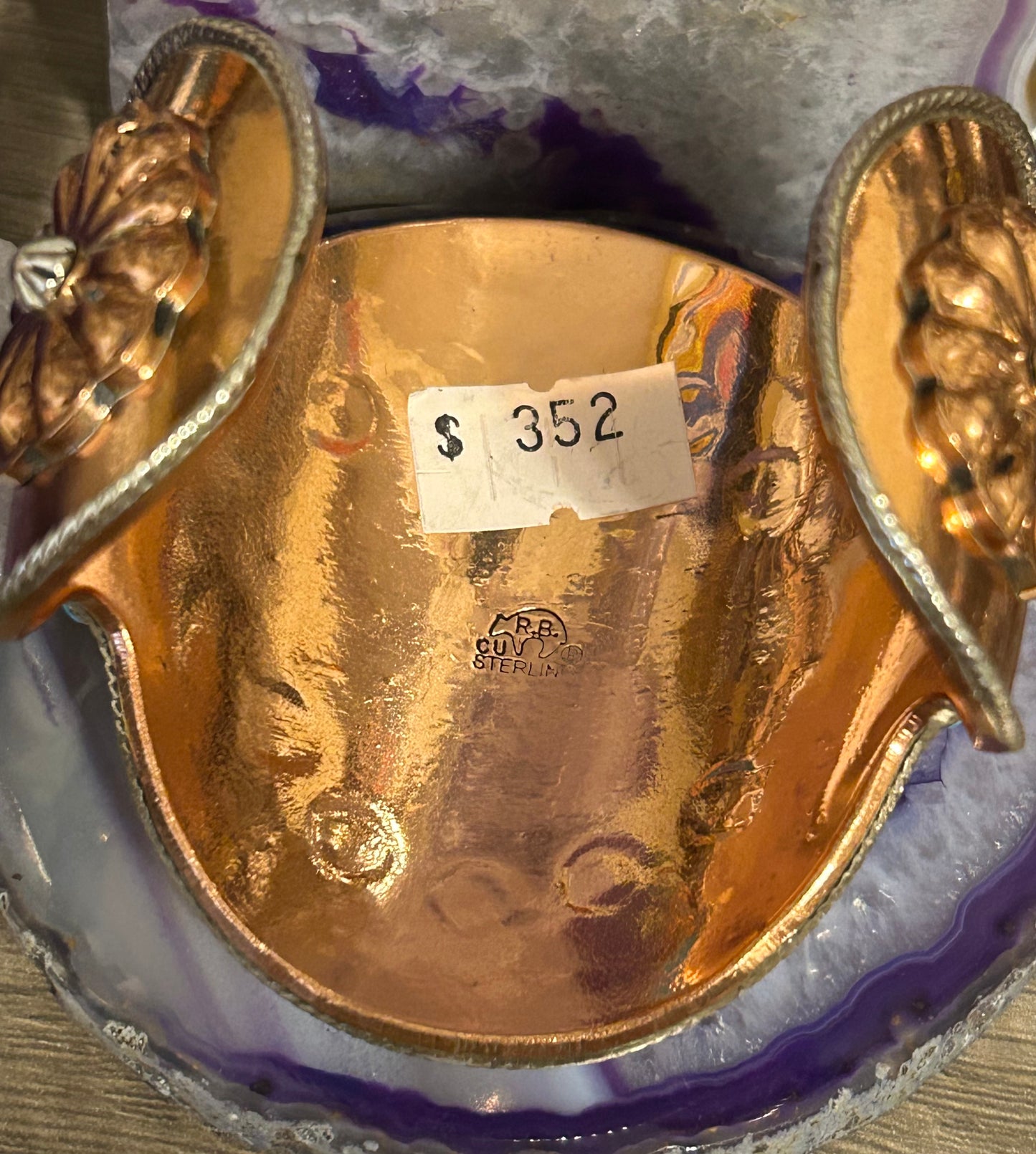 Running Bear Native American Copper & Sterling Silver Gecko/Lizard Cuff Bracelet