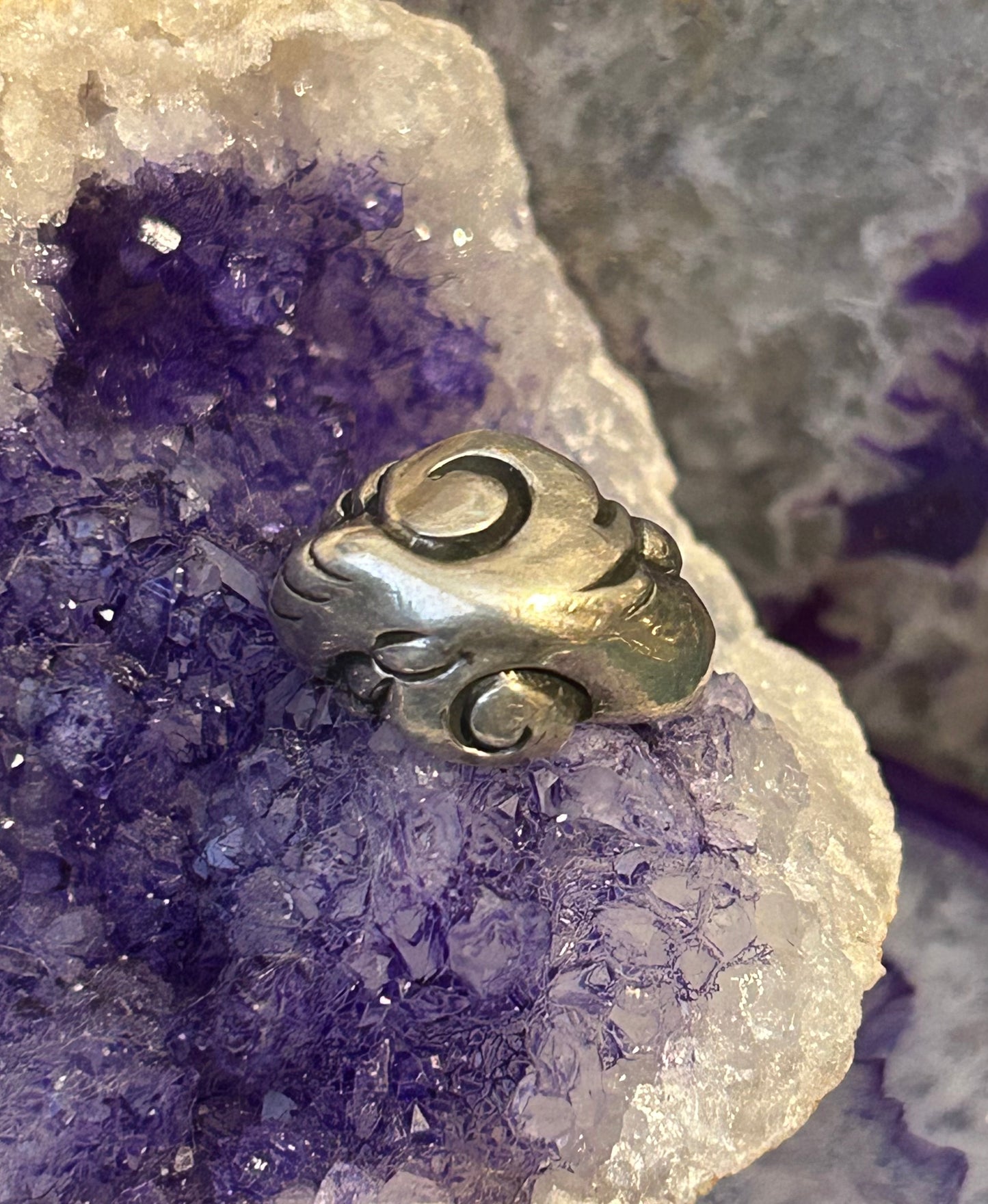 Vintage Sterling Silver Abstract Modernist Ring Size 6