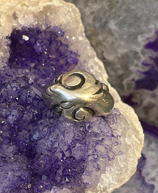 Vintage Sterling Silver Abstract Modernist Ring Size 6