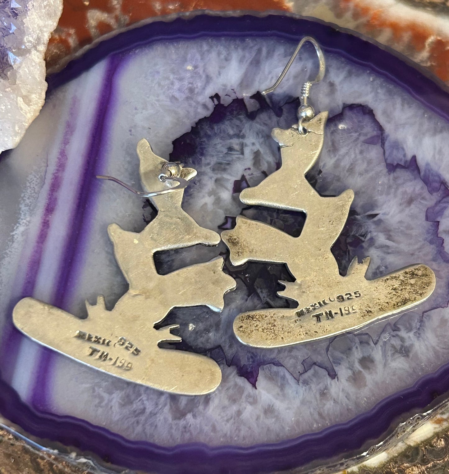 Vintage Sterling Silver Taxco Mexico Cactus Dangle Earrings