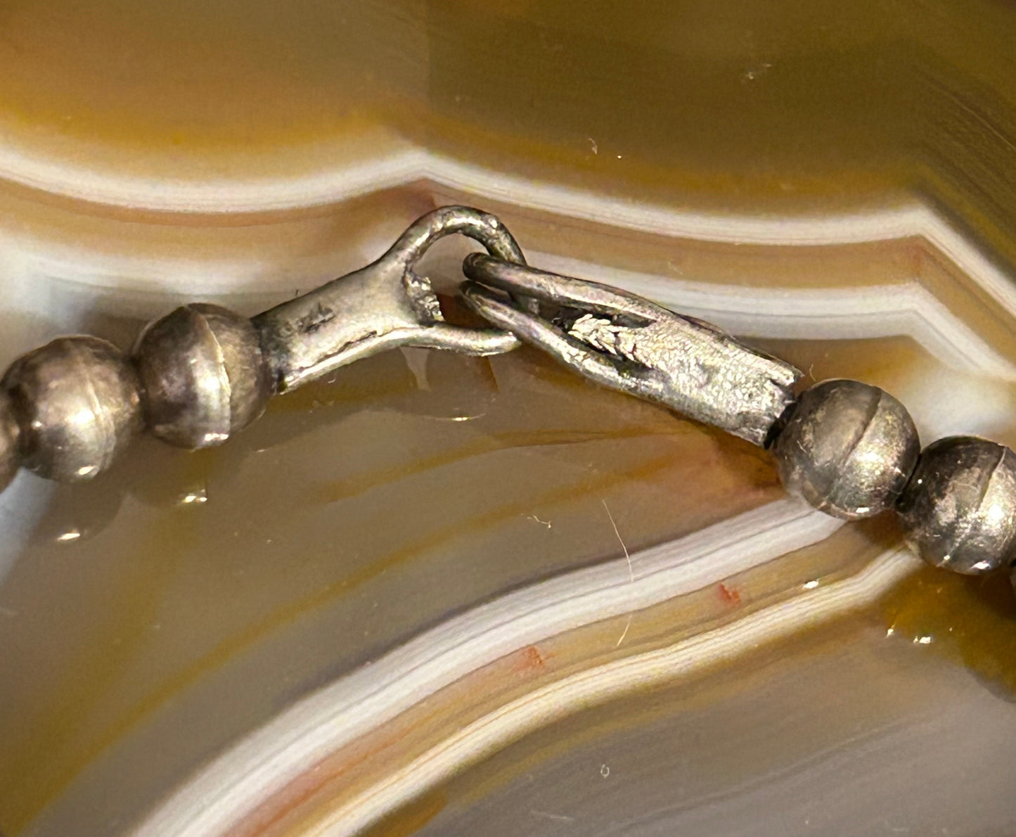 Sterling Silver Vintage Native American Turquoise and Bench Bead Choker Necklace