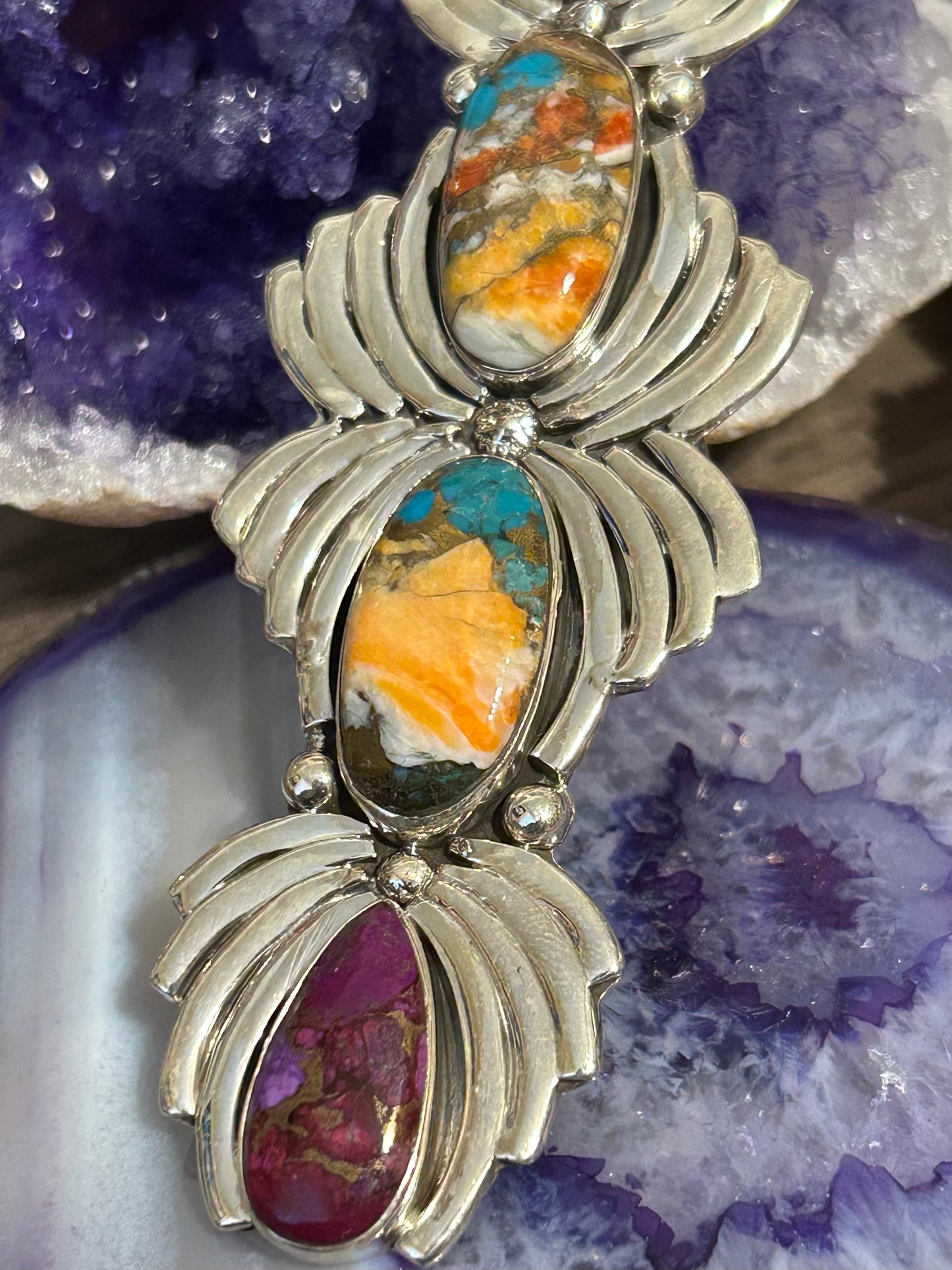 Sterling Silver w/ Mojave Turquoise Long Statement Ring • Size 7