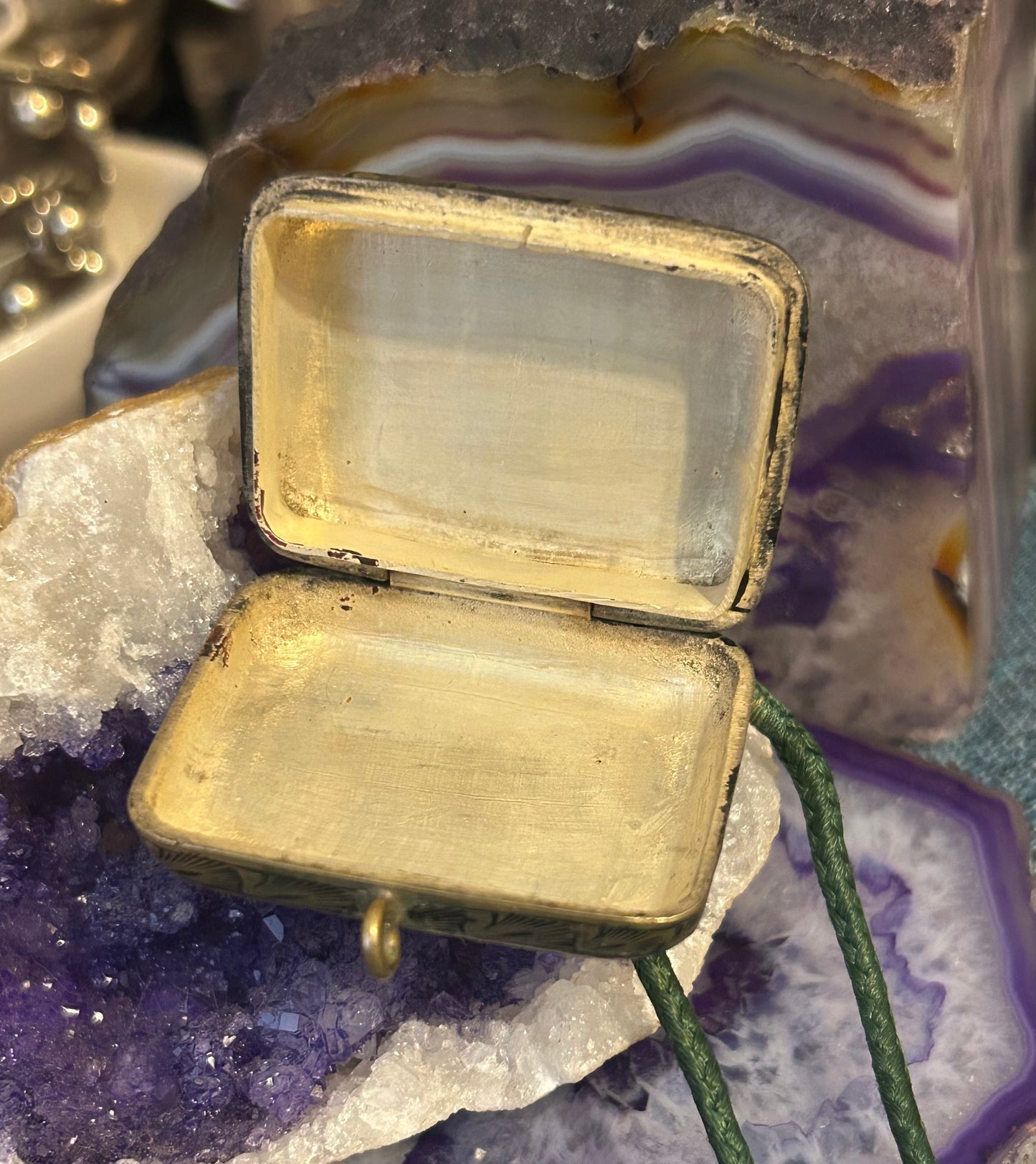 Antique Georgian Vinaigrette Case Floral Enamel Pendant Necklace
