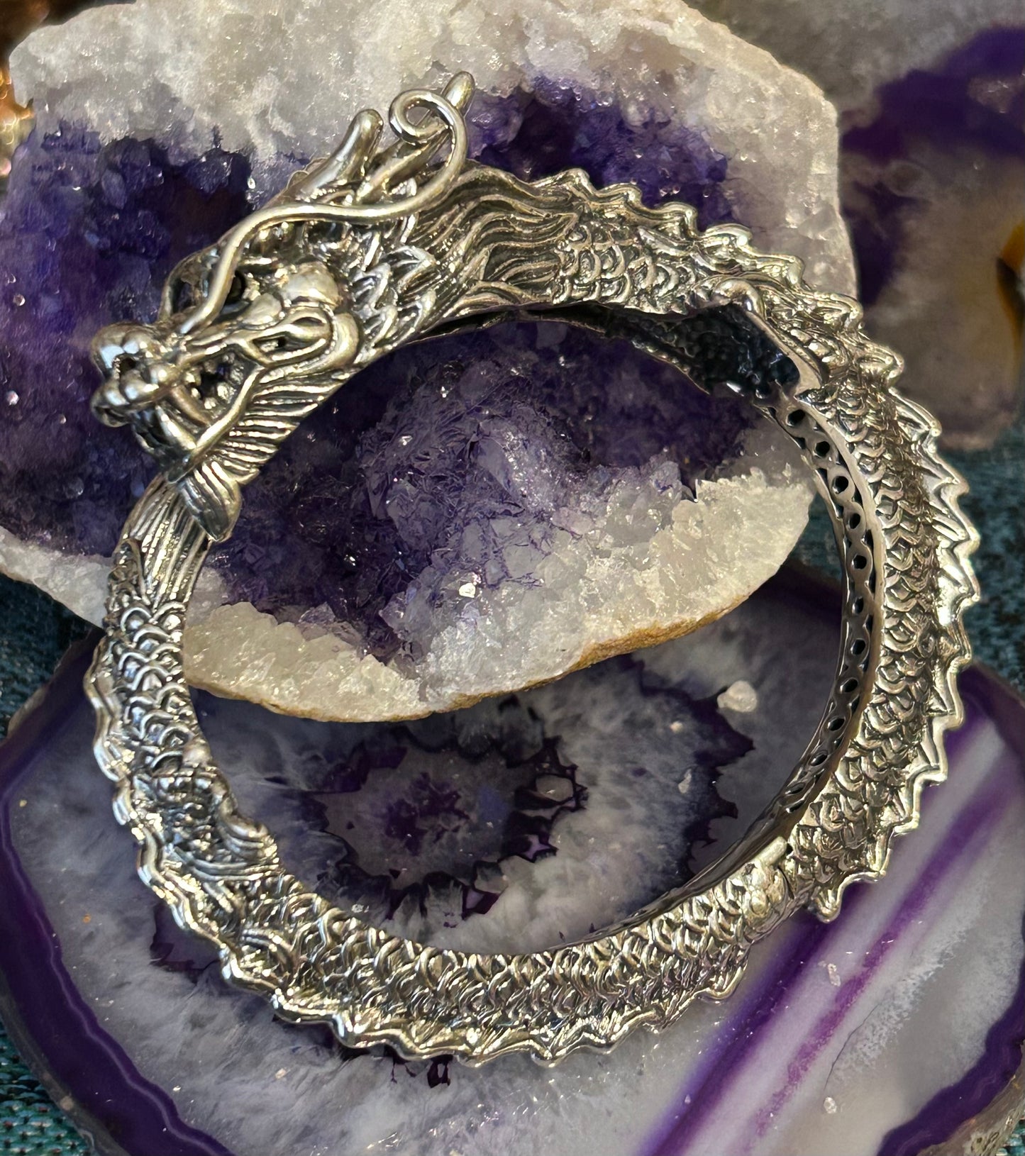 Sterling Silver Designer SOMS Statement Dragon Hinge Bracelet