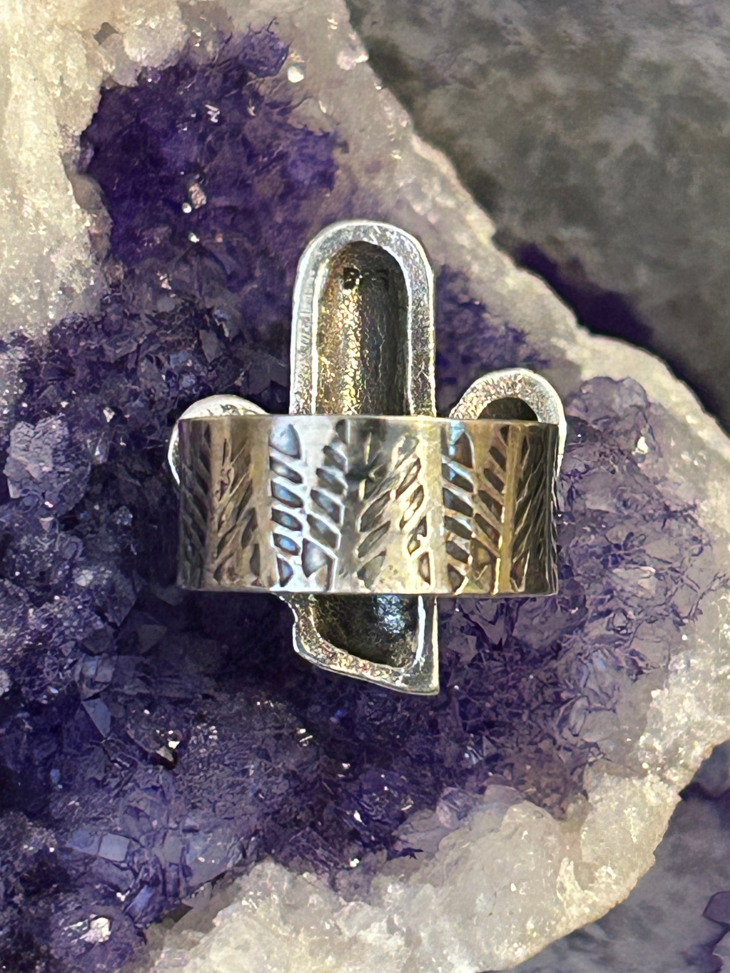 Sterling Silver Taxco Mexico Suguaro Cactus Adjustable Ring
