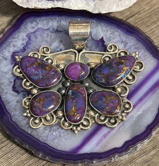 Sterling Silver Purple Mojave Turquoise Statement Butterfly Pendant