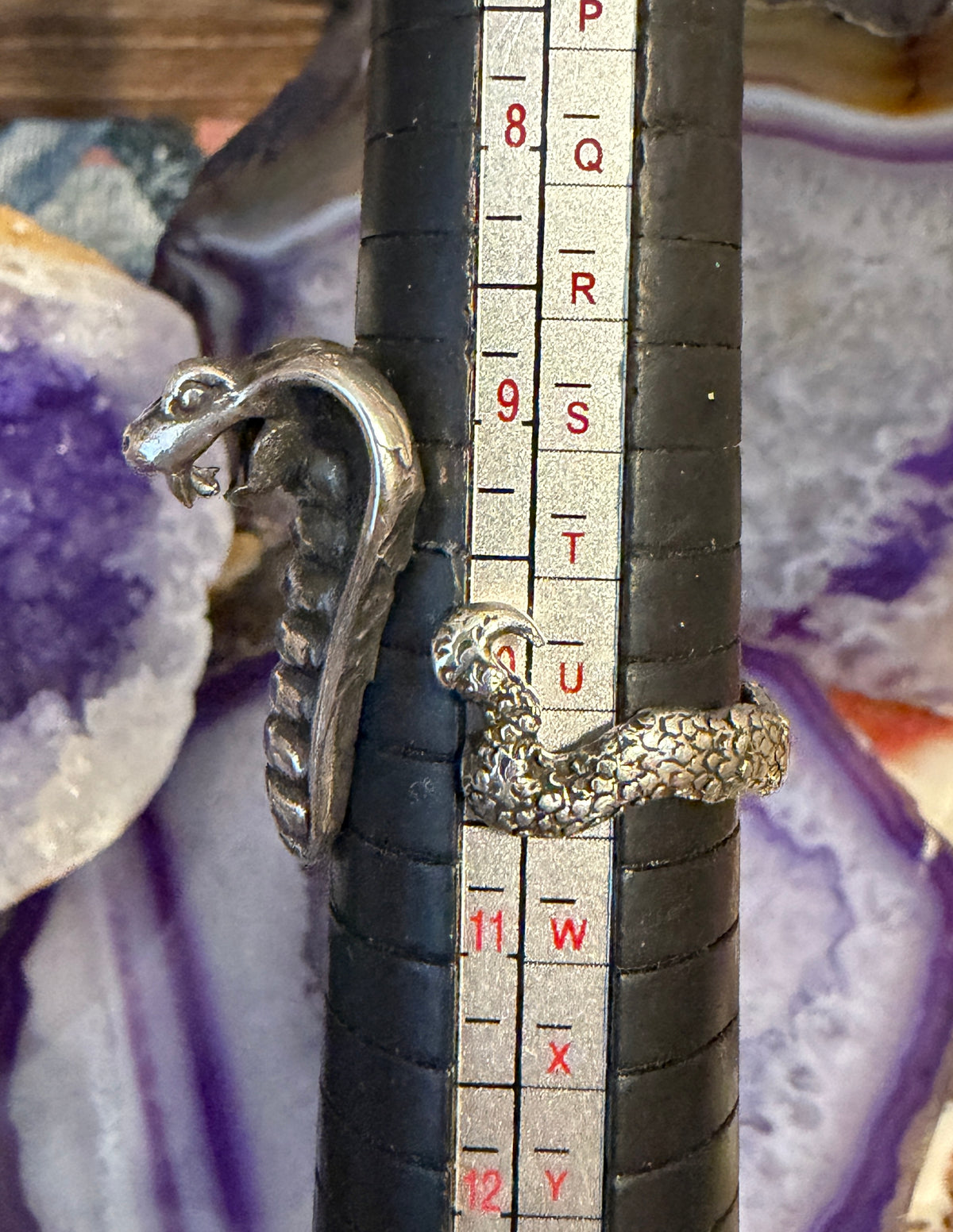 Sterling Silver Modern Taxco Mexico Large Cobra Snake Ring Sz 9-10