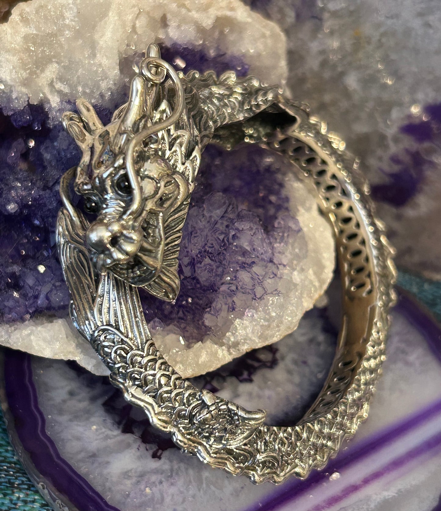 Sterling Silver Designer SOMS Statement Dragon Hinge Bracelet