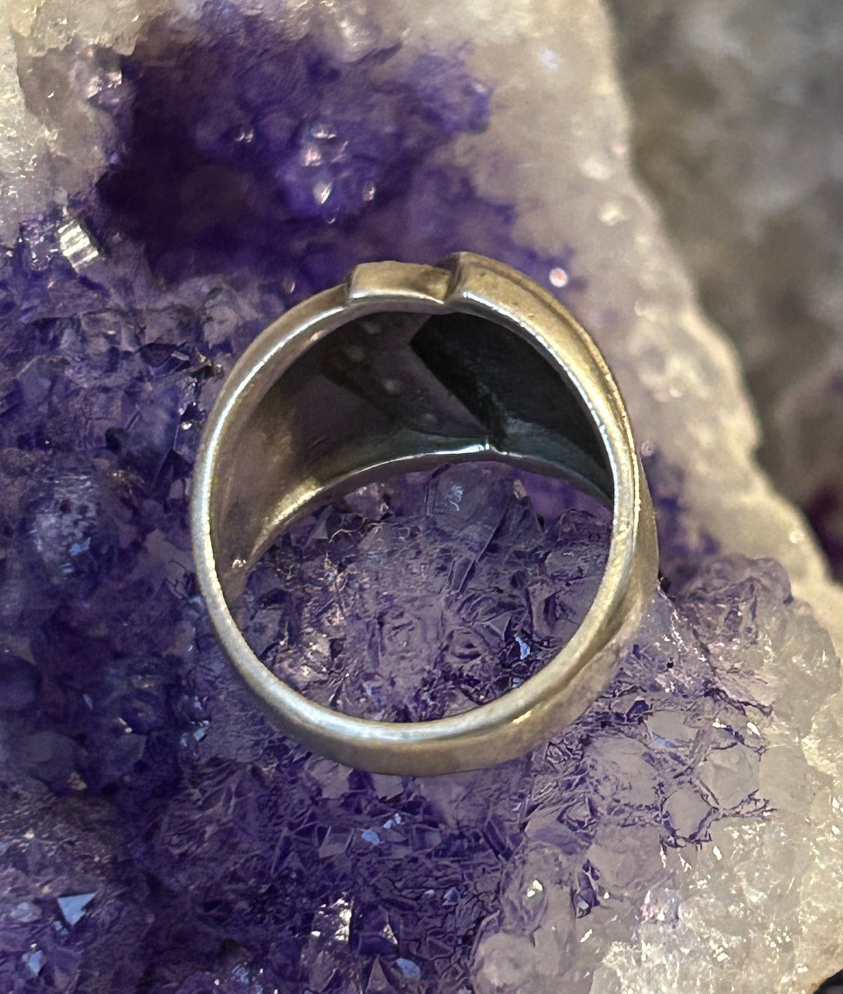 Vintage Sterling Silver Modernist w/ CZ accents Ring Size 6