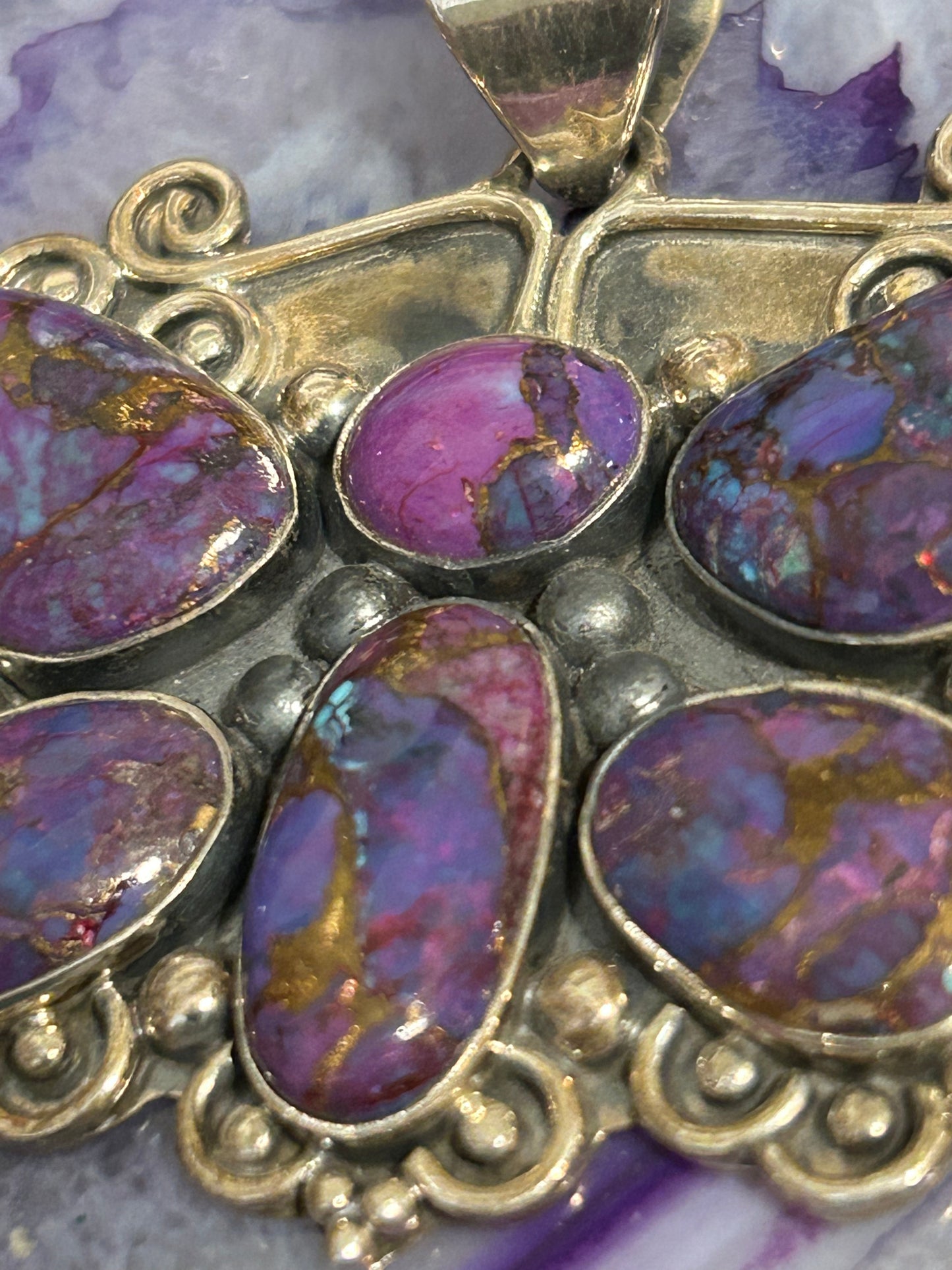 Sterling Silver Purple Mojave Turquoise Statement Butterfly Pendant