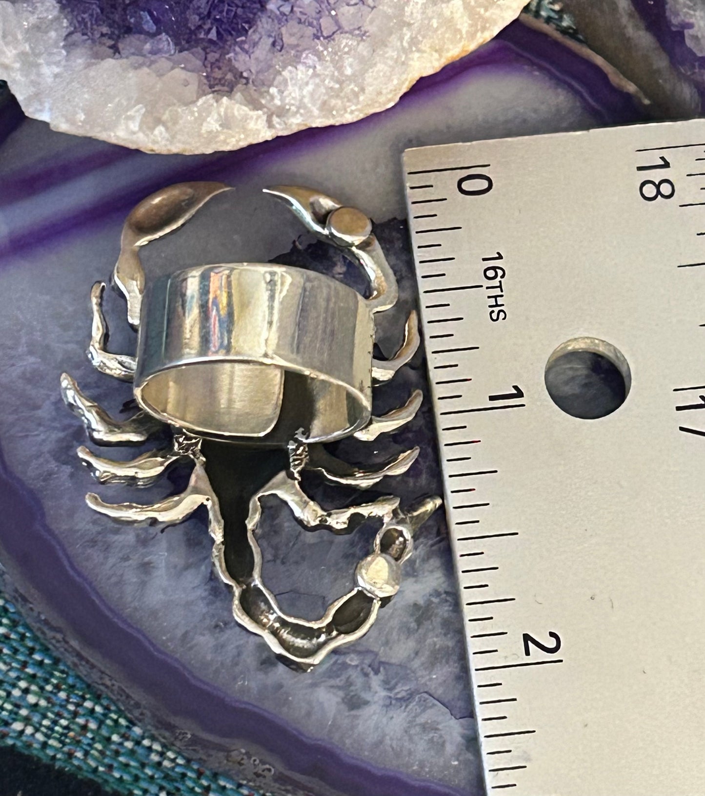 Sterling Silver Modern Taxco Mexico Statement Scorpion Ring Adjustable