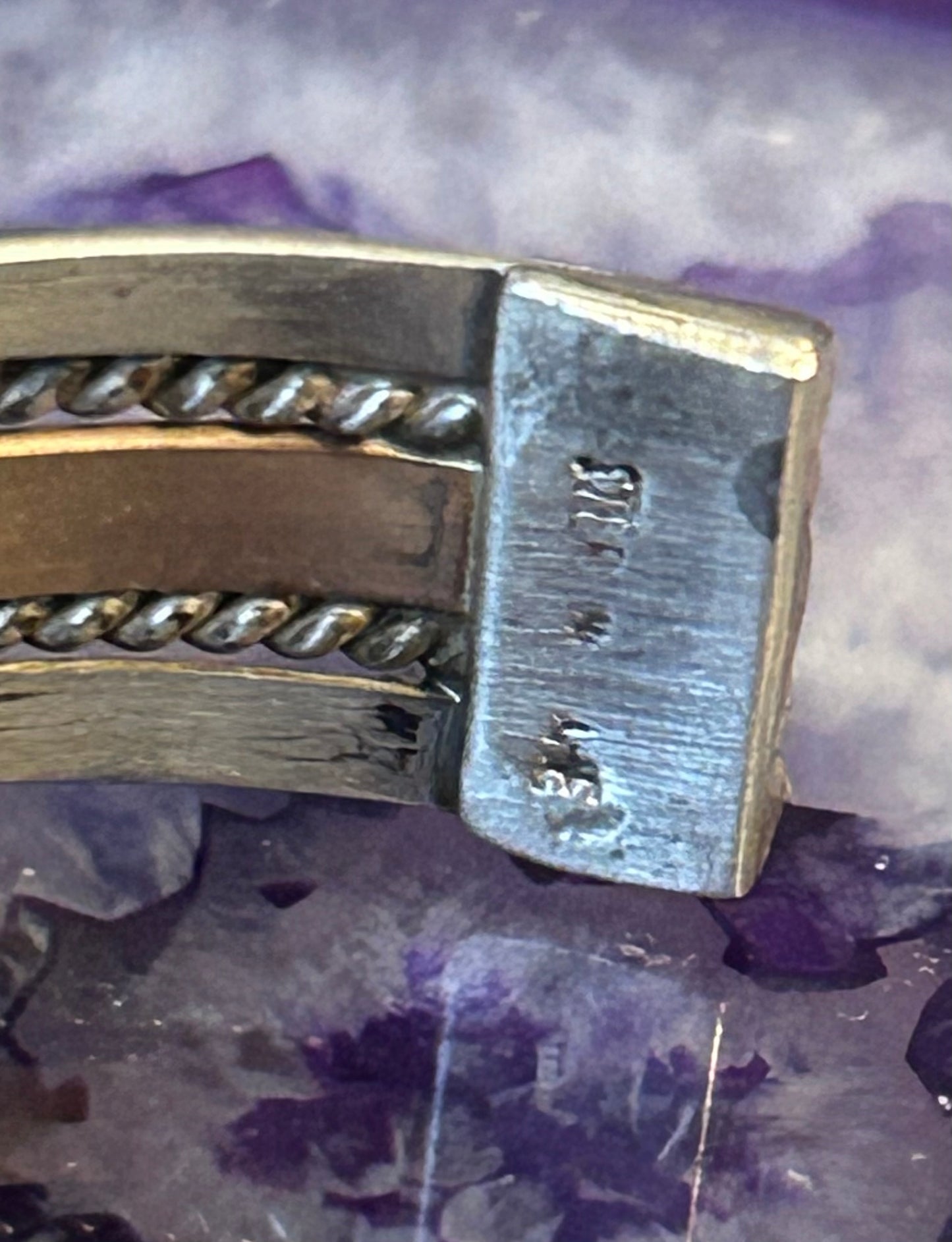 Sterling Silver & Gold Fill Multi Layer Rope Band Style Cuff Bracelet