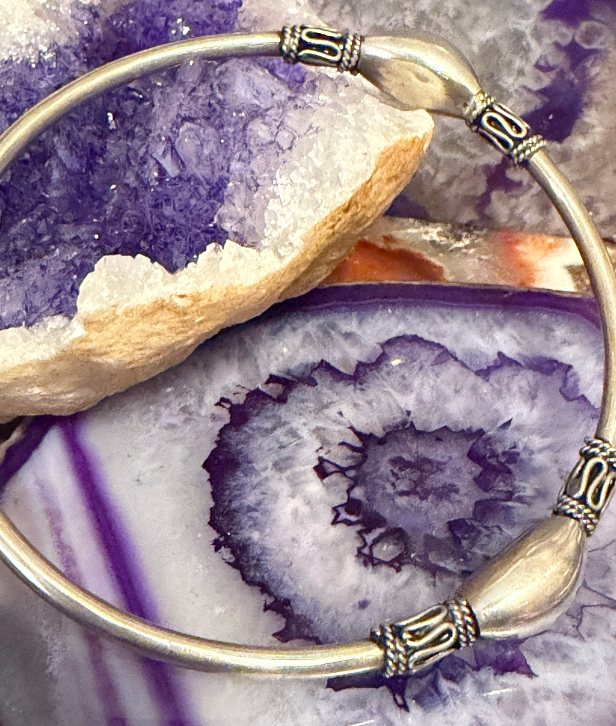 Vintage Estate Sterling Silver Bali Style Bangle Bracelet