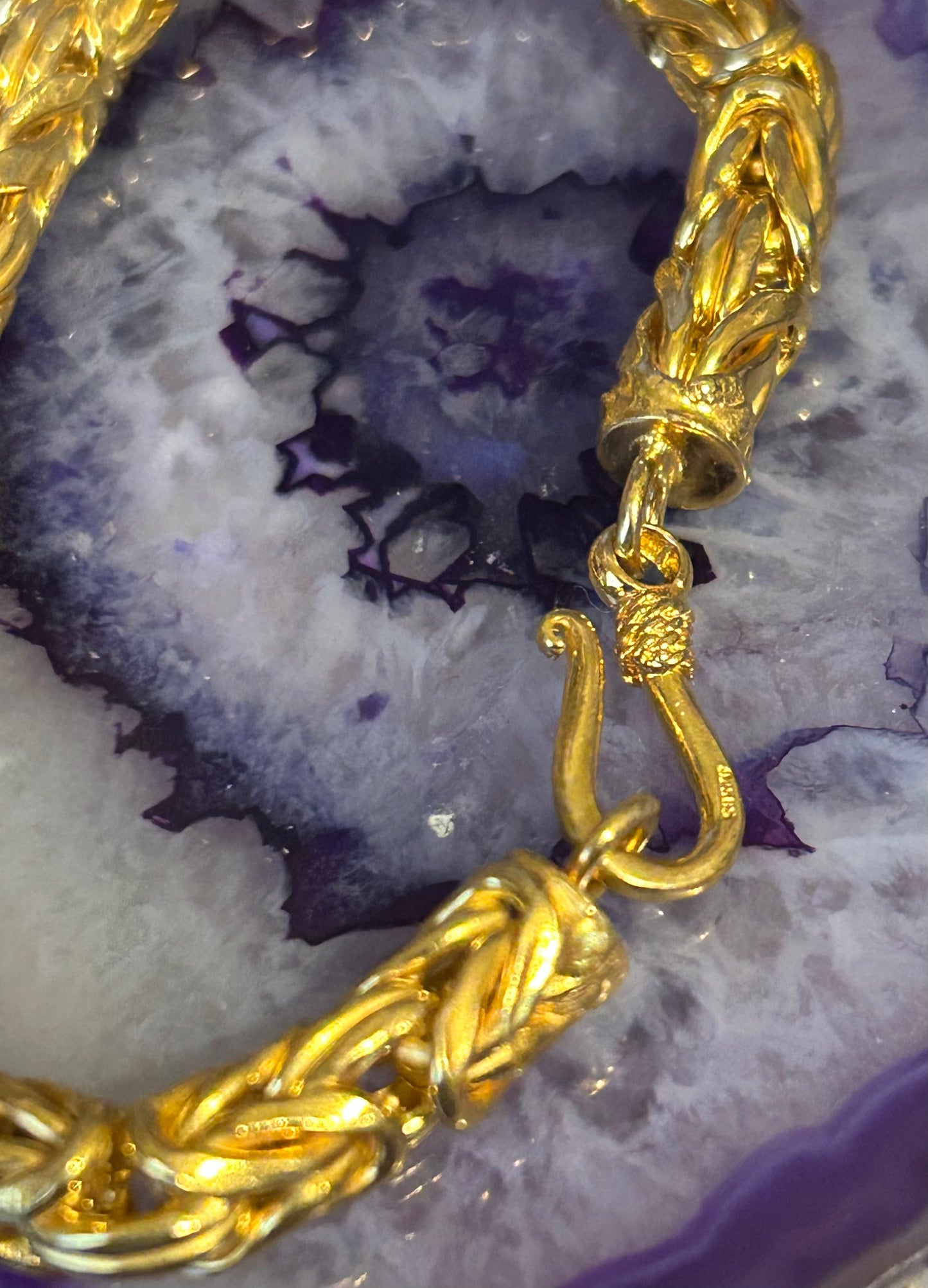 Sterling Silver w/ Gold Over 6.5mm Byzantine Bracelet • Small Wrist