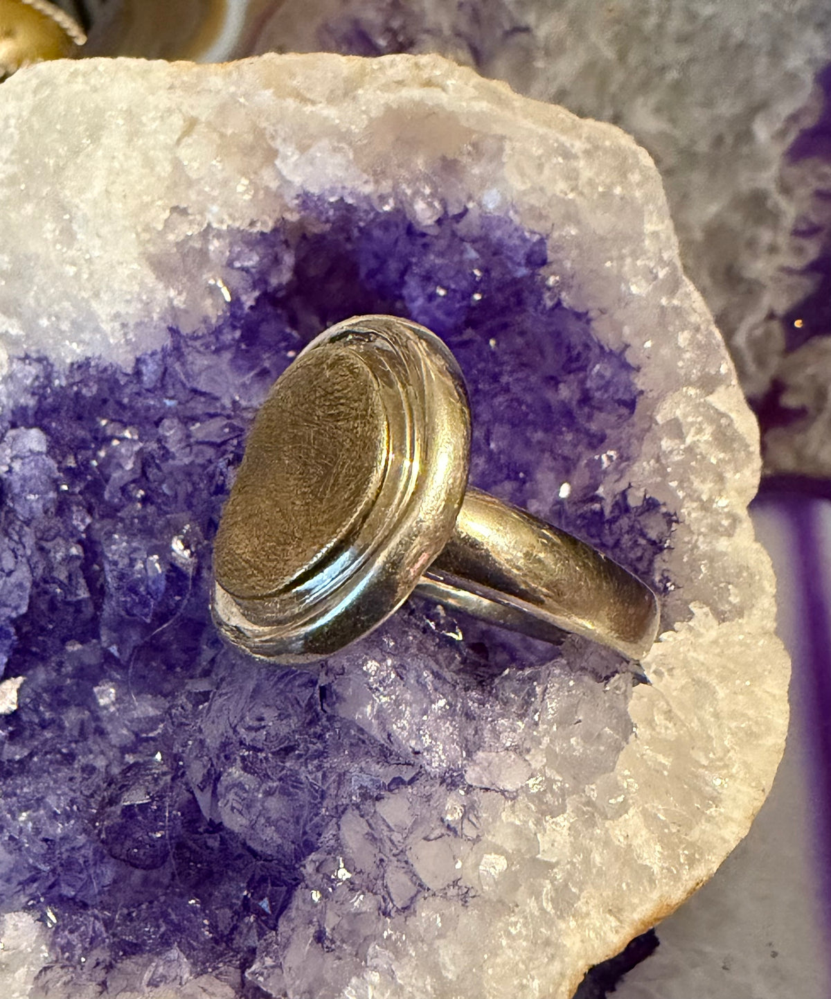 Vintage Estate Sterling Silver Two Tone Abstract Modernist Ring Size 7