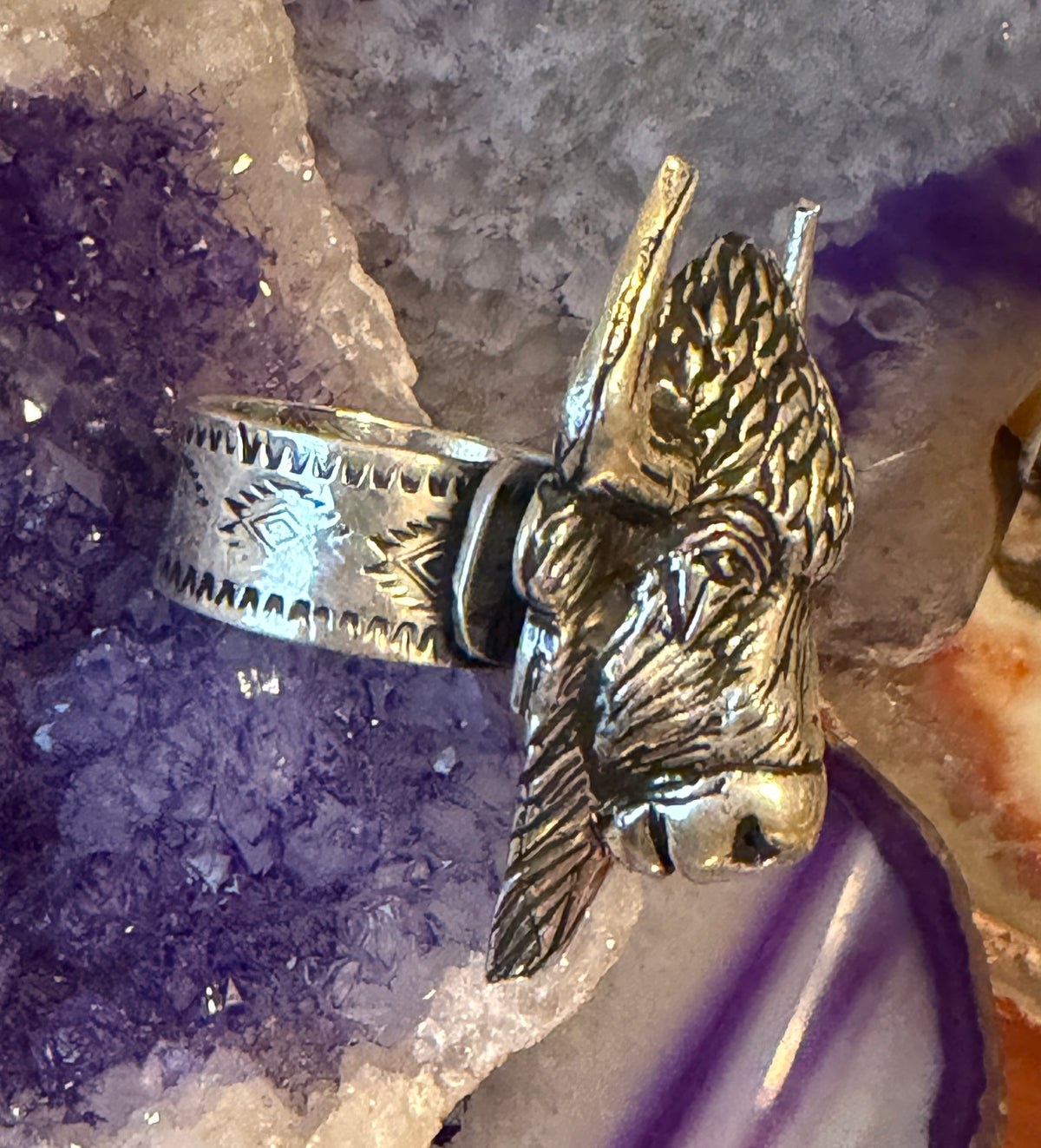 Sterling Silver Modern Taxco Mexico Buffalo Bison Adjustable Statement Ring