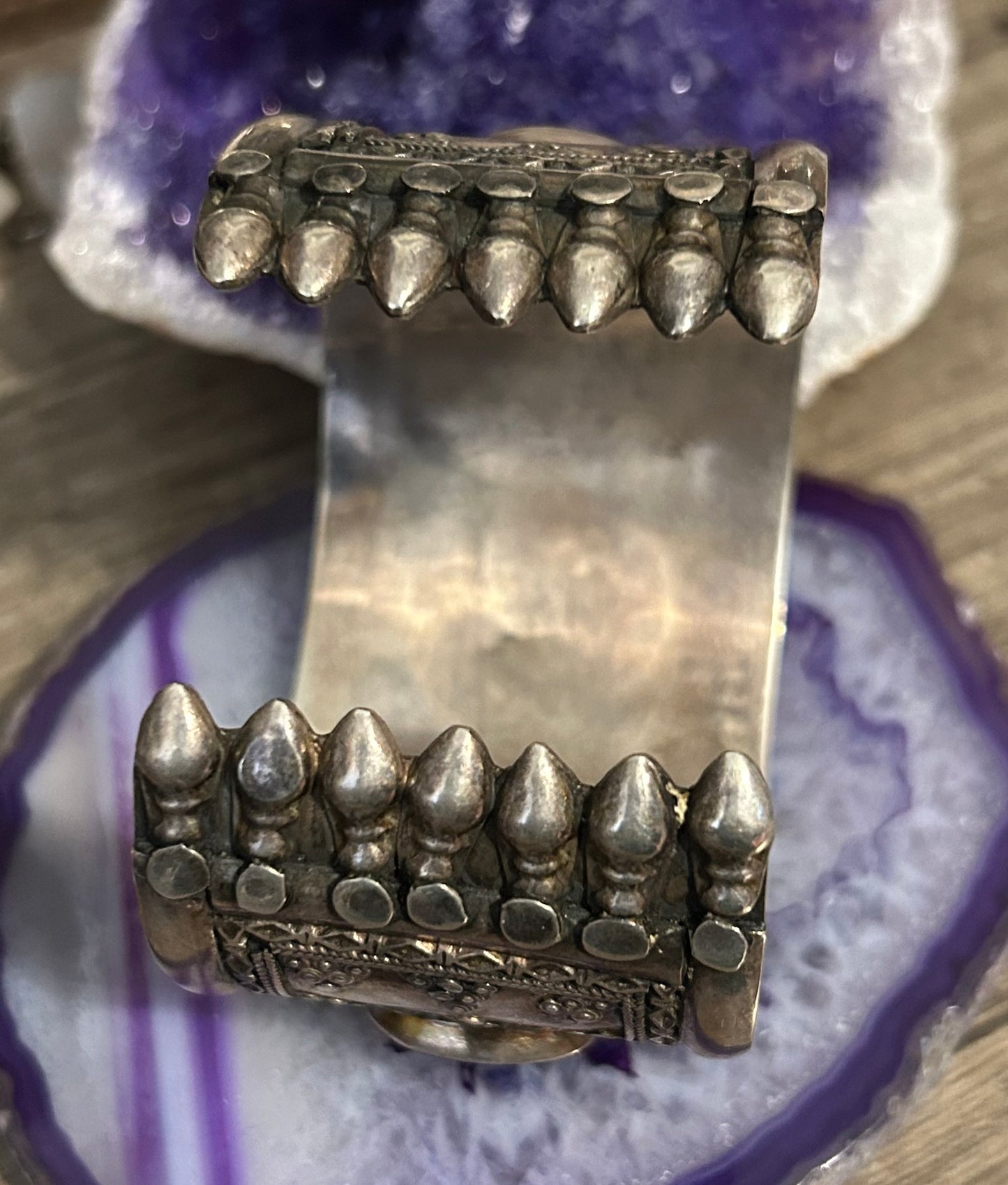 Antique Sterling Silver & Carnelian Turkish Cuff Bracelet