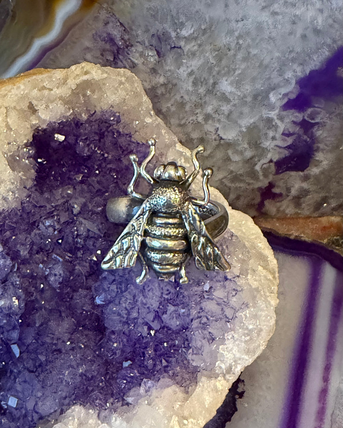 Sterling Silver Modern Taxco Mexico Adjustable Fly Insect Ring