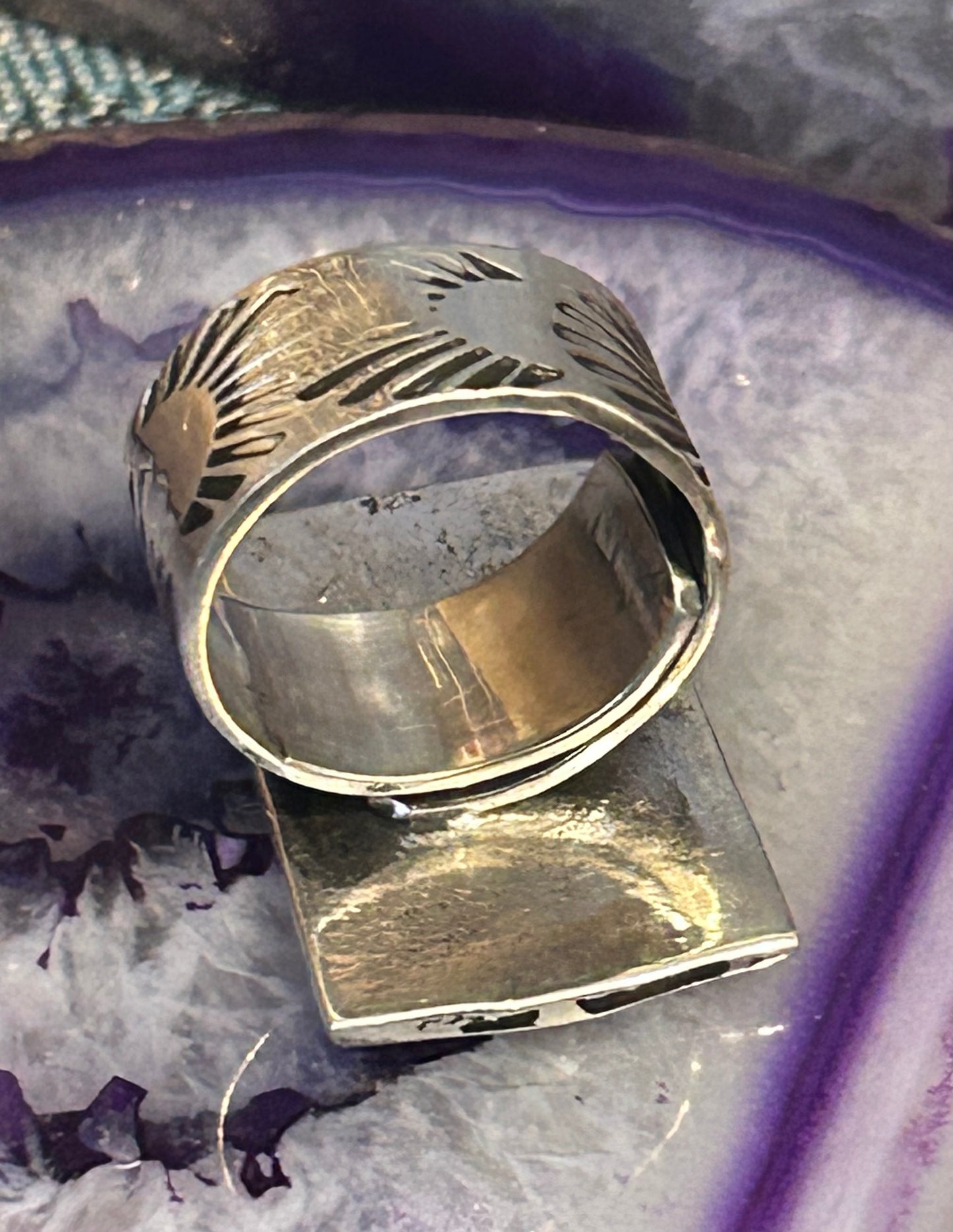 Sterling Silver Taxco Mexico “CALACA” Skeleton Day Of The Dead Tarot Card Ring