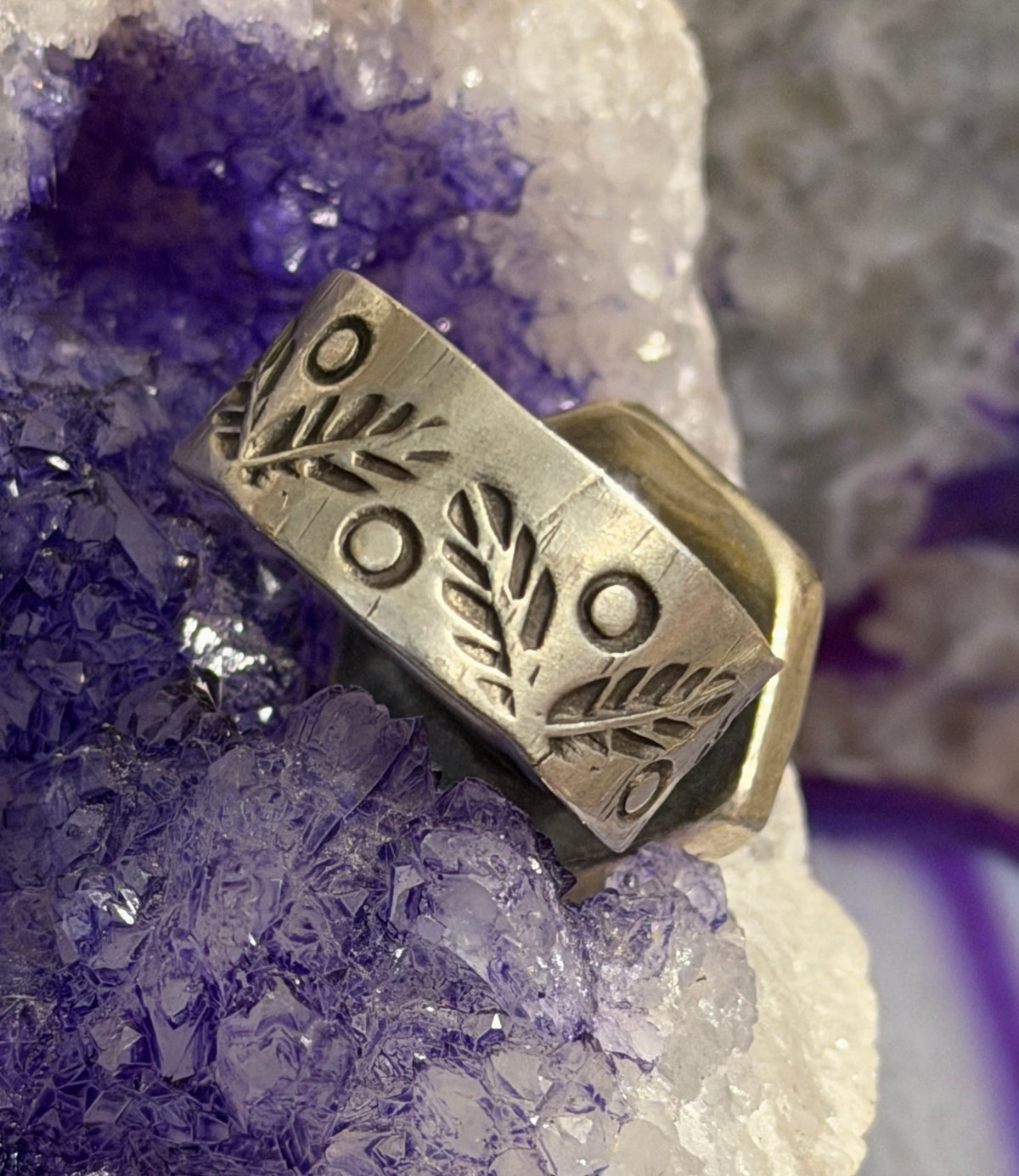 GuzFurbished x Taxco Creations Mexico Chunky Sculptural stamped Ring • Adjustable