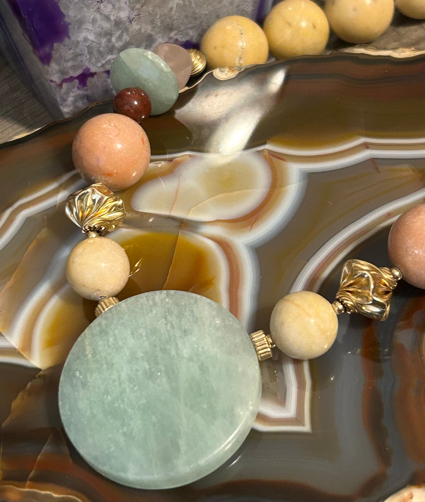 Vintage Deadstock Rosemary G Ro-Do Multi Stone Bead Necklace