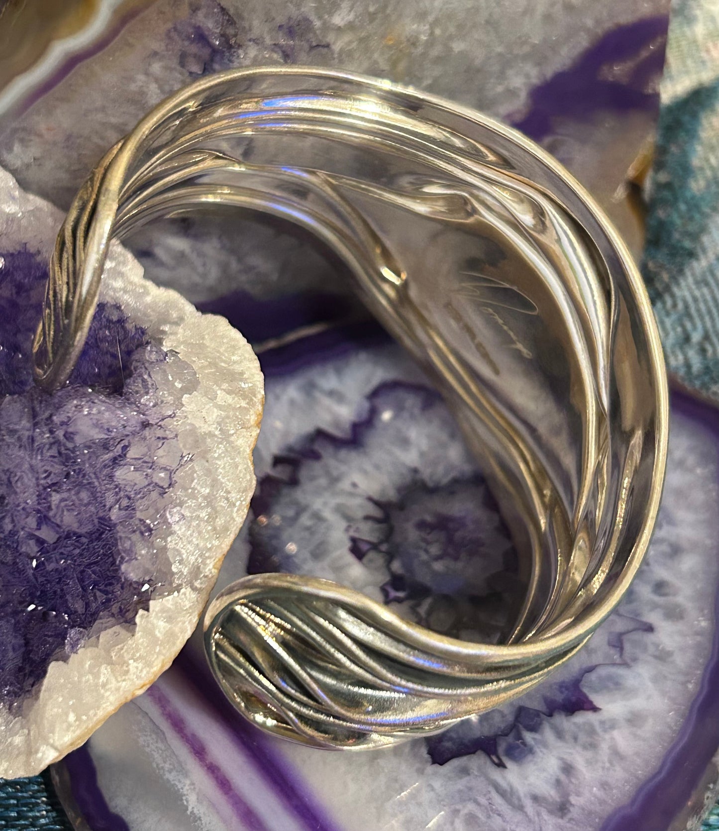 Taxco Dominque Dinouart Domingo DDD Carnelian Wavy Sterling Silver Cuff Bracelet