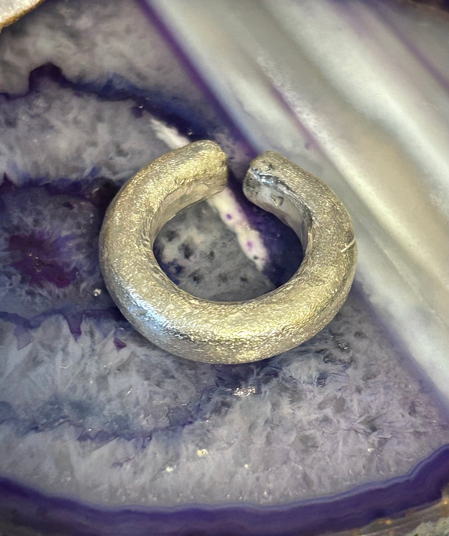 GUZ LOVE Sterling Silver Thiccc Textured Tube Ring • Size 5