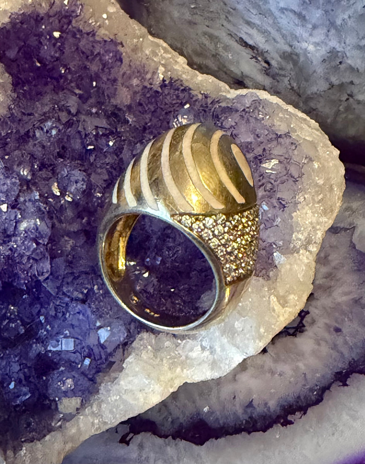 Vintage Estate Gold Over Sterling Silver Abstract Ring • Size 5