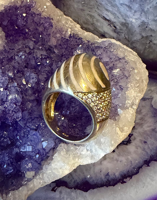 Vintage Estate Gold Over Sterling Silver Abstract Ring • Size 5