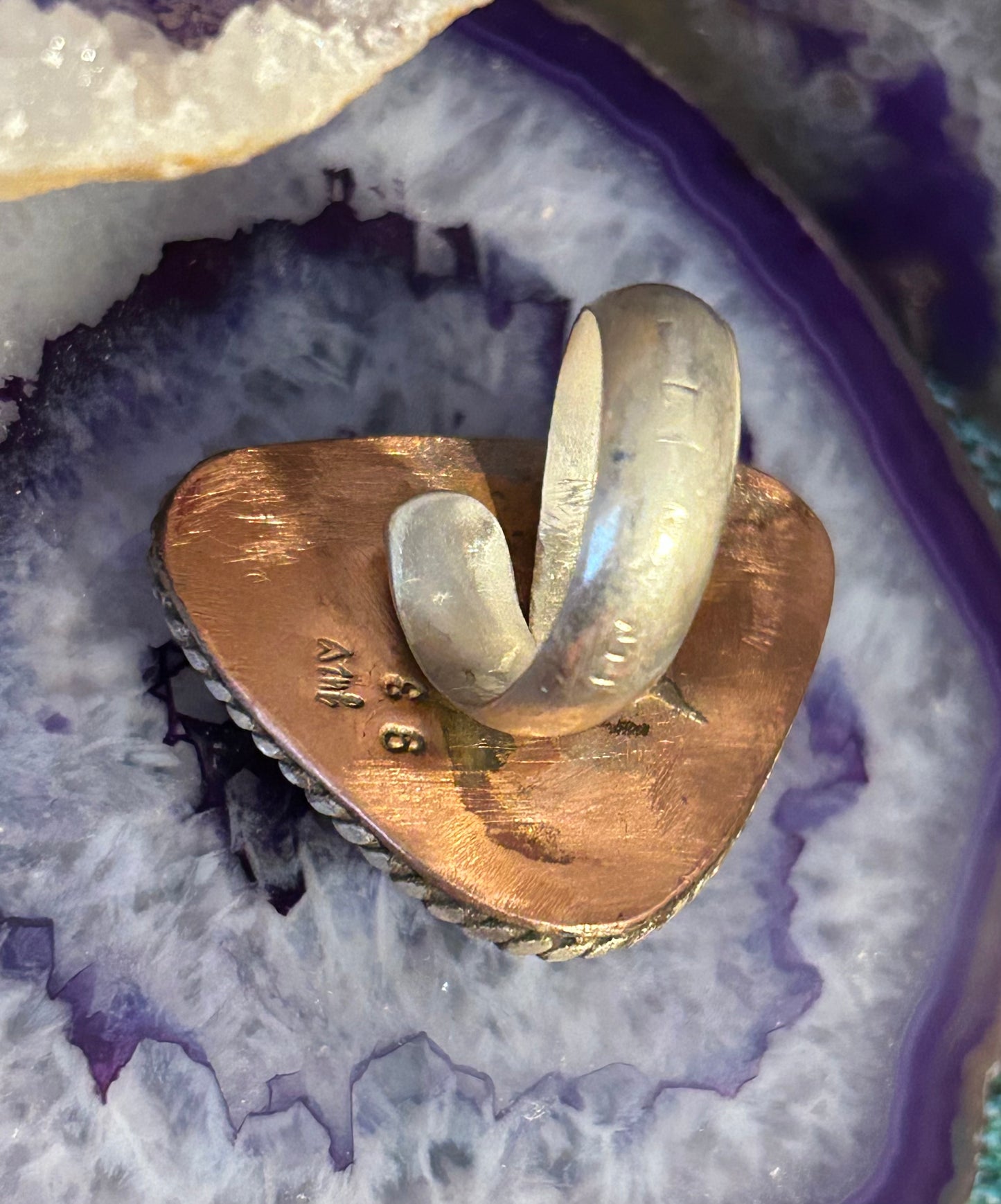 GUZ LOVE NO.93 • Sterling Silver & Copper Blackjack Turquoise Mixed Metal Ring