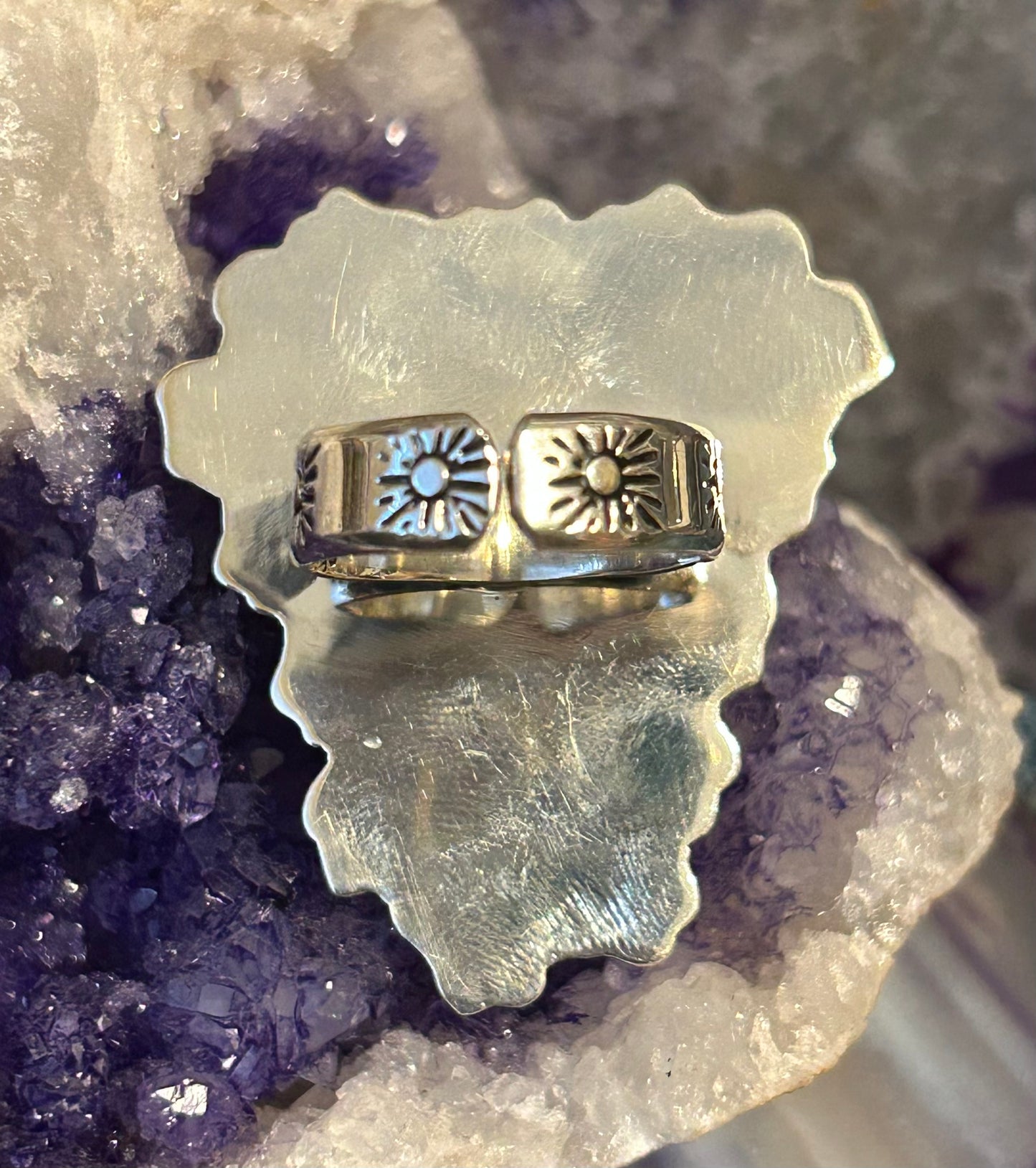 Sterling Silver Taxco Mexico Bull Longhorn Skull Flower Ring Size 7-8.5