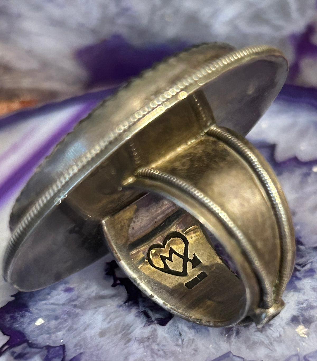 Sterling Silver Mars & Valentine Echo Of Dreamer Purple Sunflower Ring Size 7.75