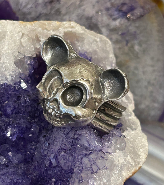 *Made to Order* GUZ LOVE Handmade Sterling Silver Skull Mouse Ring