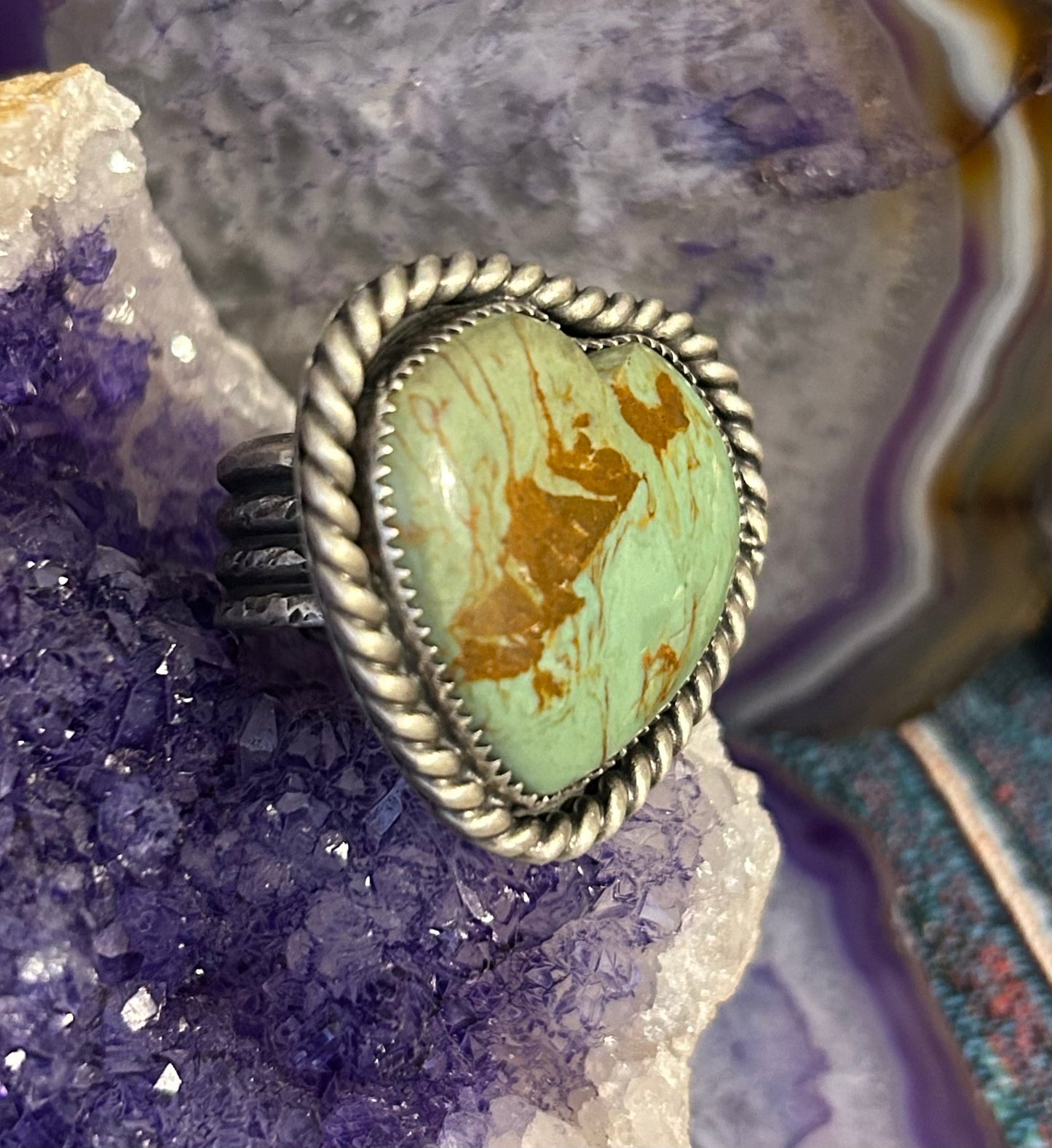 GUZ LOVE NO.86 • Sterling Silver & Large Turquoise Heart Ring Size 5-7