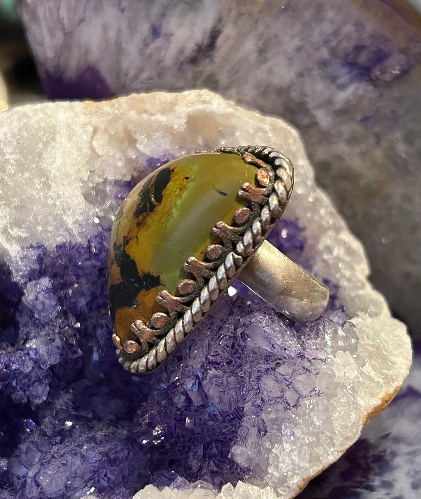 GUZ LOVE NO.93 • Sterling Silver & Copper Blackjack Turquoise Mixed Metal Ring