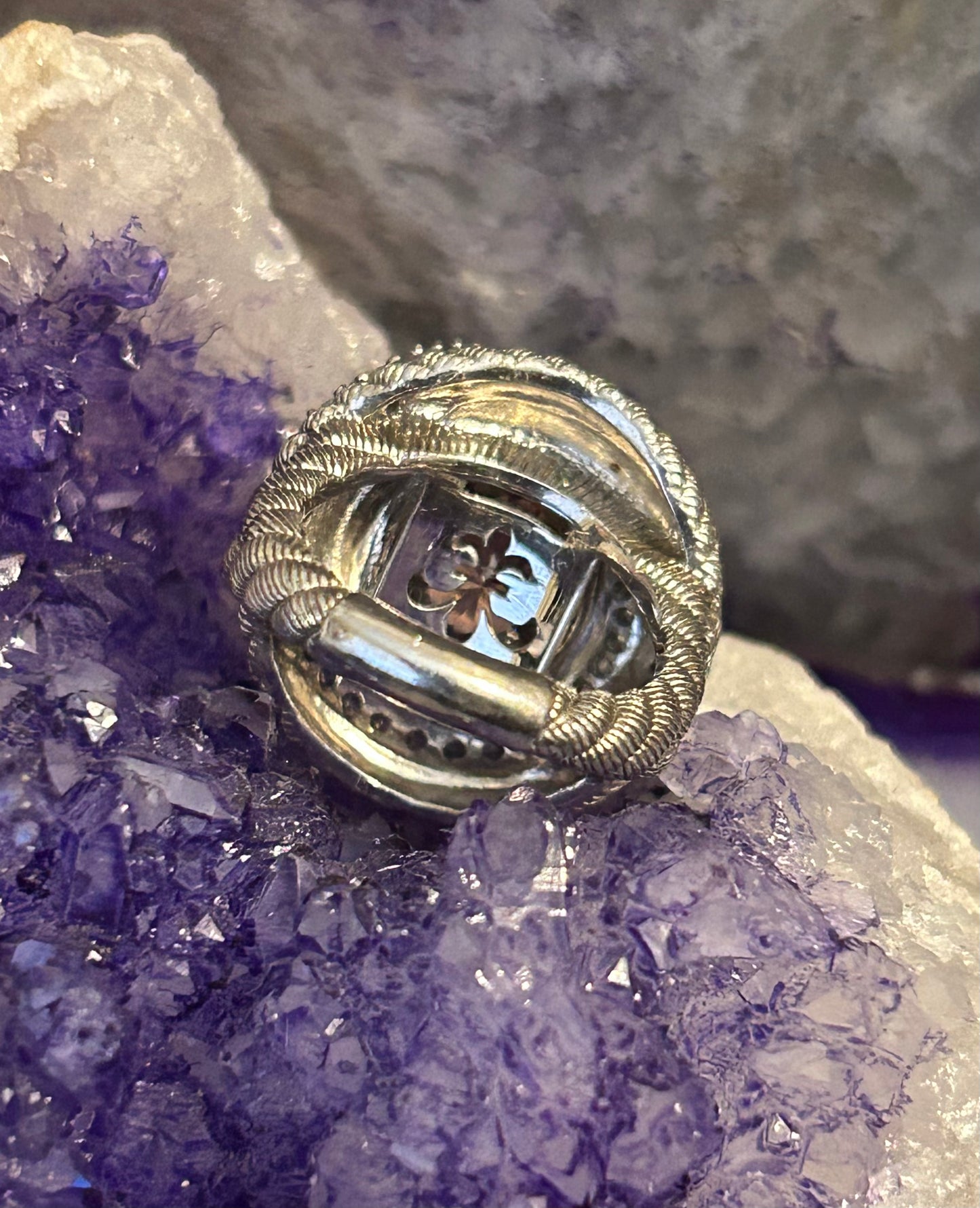 Judith Ripka Sterling Silver Chunky Purple CZ Rope Swirl Ring • Size 5