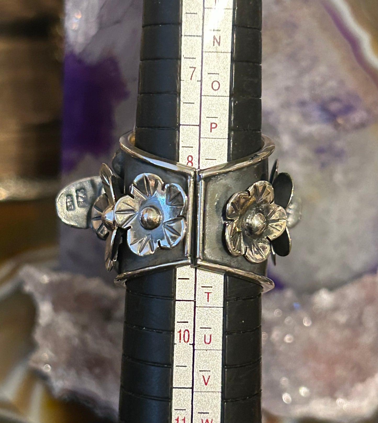 Sterling Silver Taxco Mexico Statement Bee & Floral Ring Size 8-10