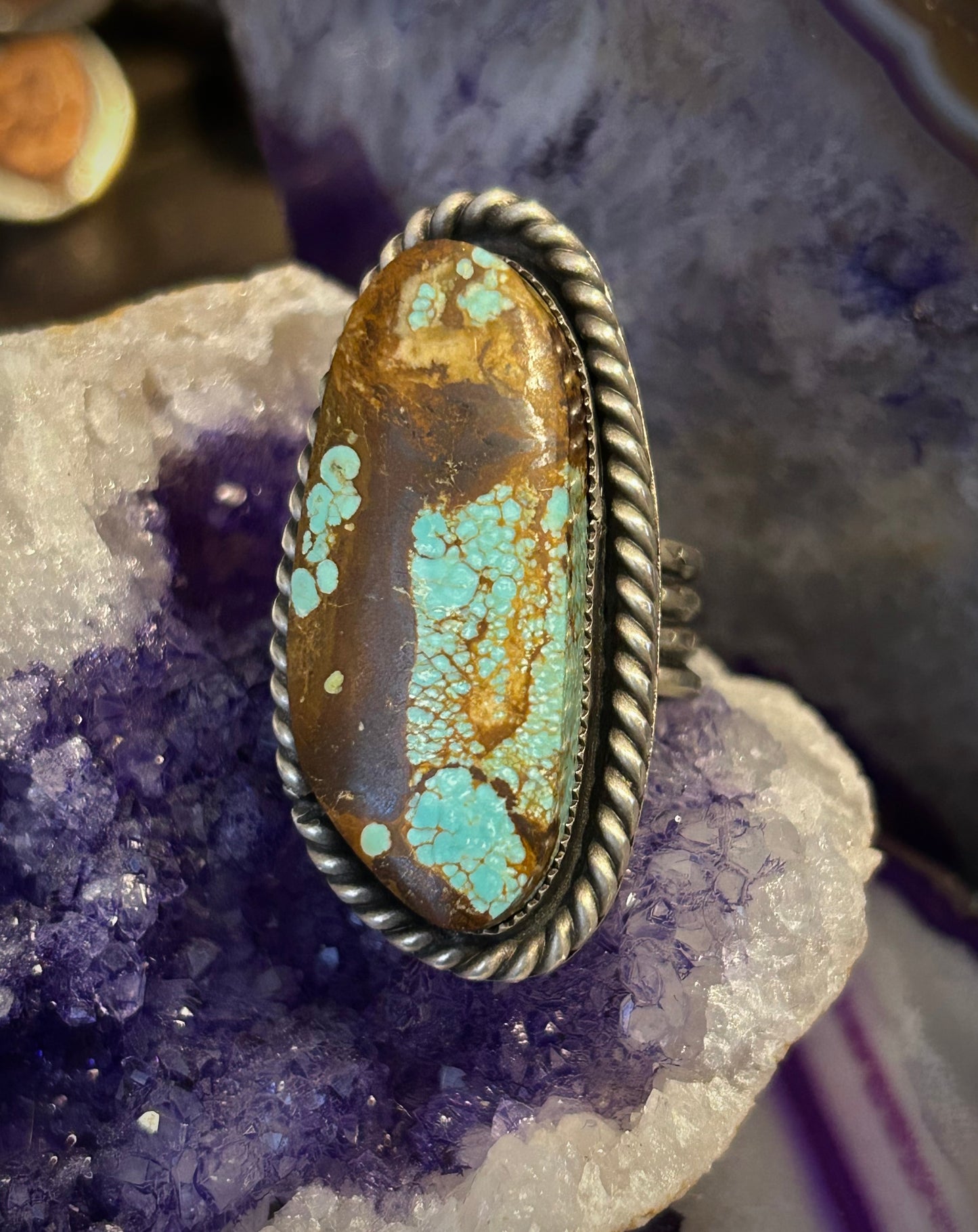 GUZ LOVE NO.91 • Huge Number8 Mine Turquoise & Sterling Silver Ring • Size 7-8