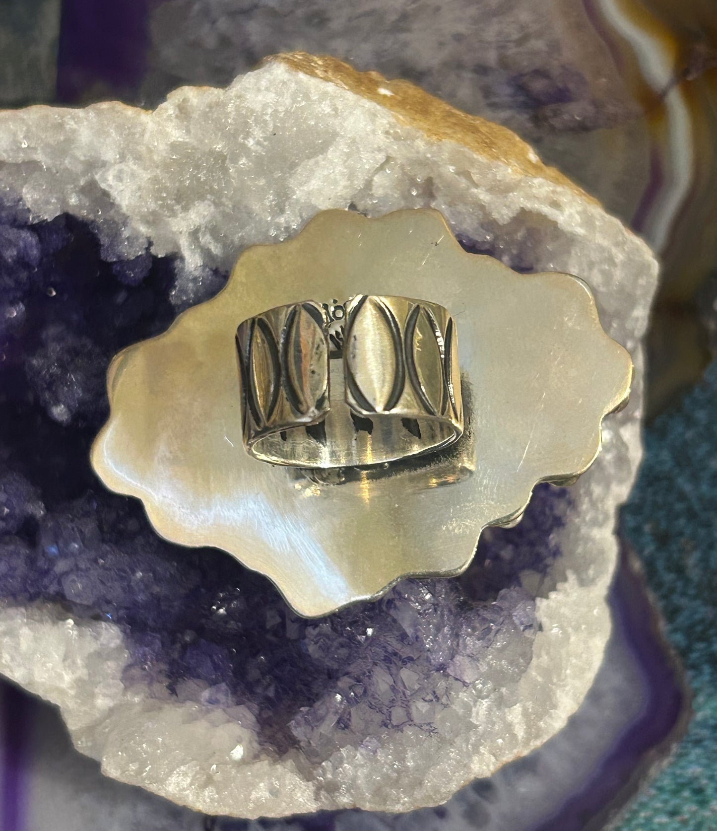 Sterling Silver Modern Taxco Mexico Flowers & Bee Insect Statement Ring • Adj Size 6-8.5