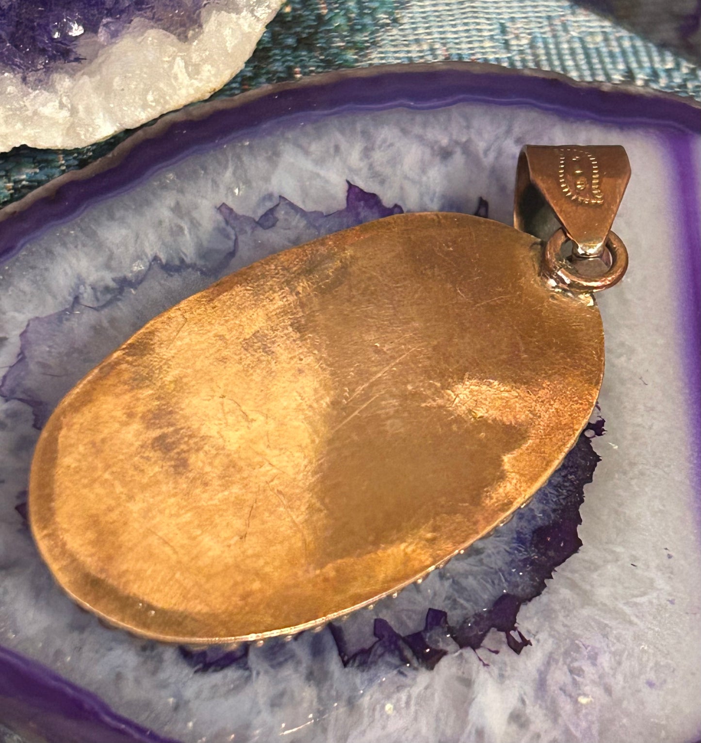 Pure Copper Pendant w/ Huge Blackjack Turquoise Pendant