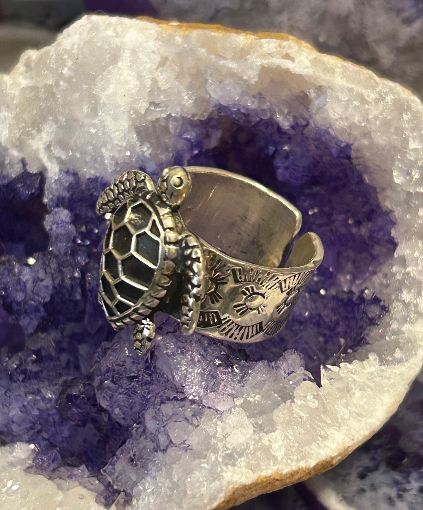 Sterling Silver Taxco Mexico Sea Turtle Ring Adjustable 8-10