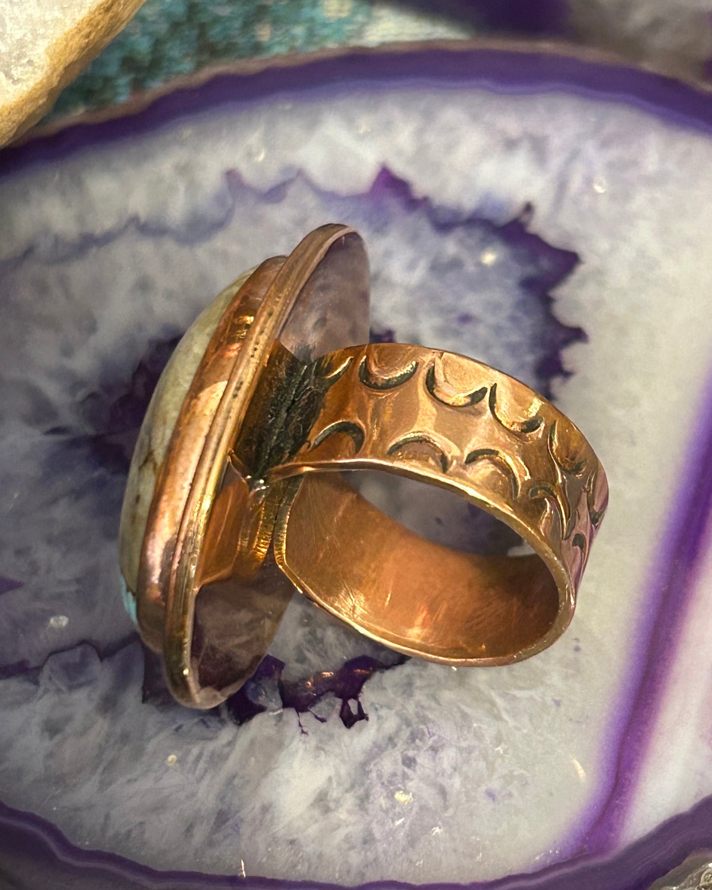Blue Ribbon Roysten Turquoise & Copper Adjustable Statement Ring