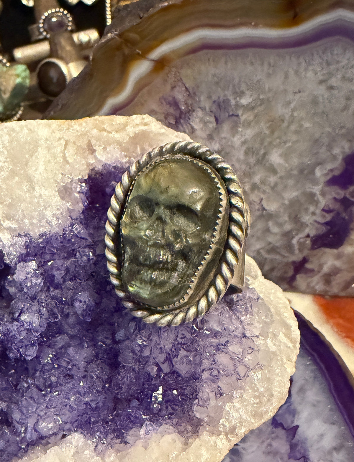 GUZ LOVE NO.111 • Statement Labradorite Skull Ring
