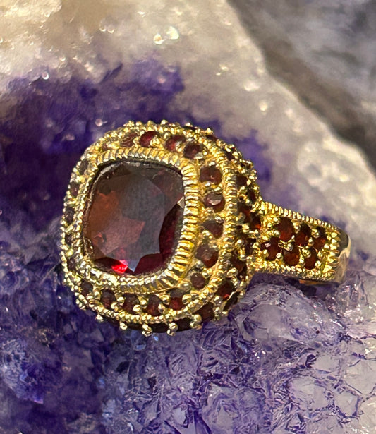 Vintage Gold Vermeil Over Sterling Silver Byzantine Style Ring • Size 8