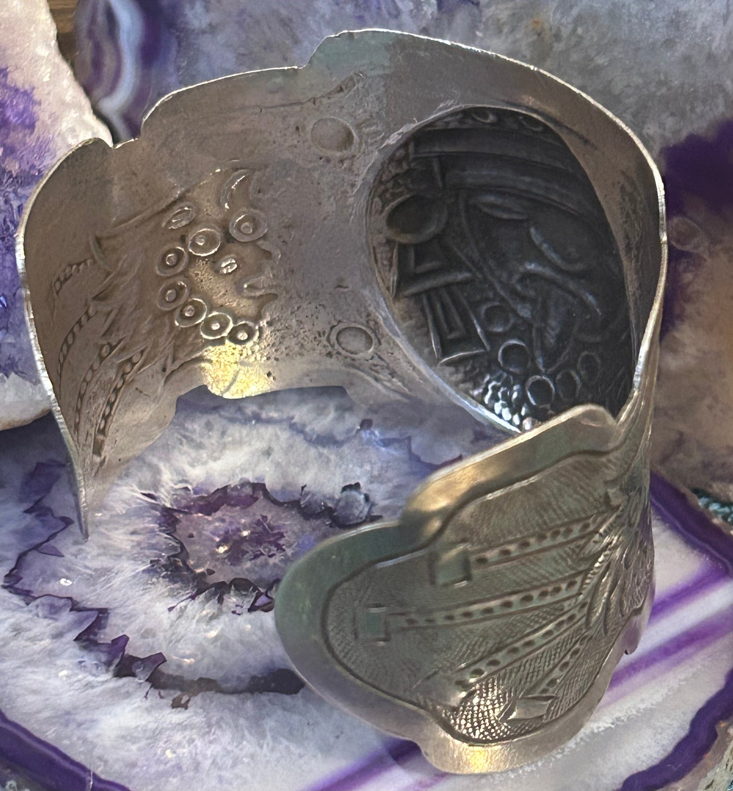 Vintage Sterling Silver 925 Mexico Warrior Mask Cuff Bracelet