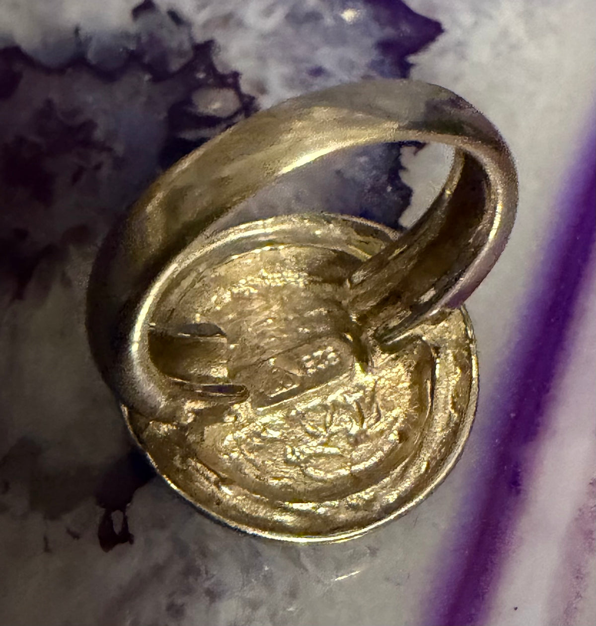 Vintage Estate Sterling Silver Two Tone Abstract Modernist Ring Size 7