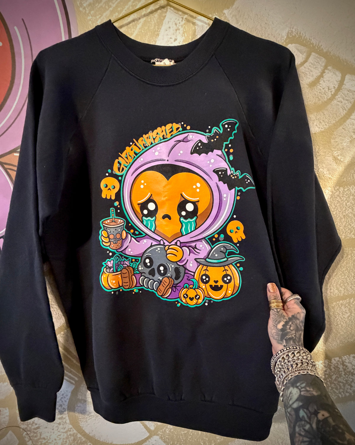 GuzFurbished SPOOKY KID GRIMM Vtg Crewneck Sweatshirt • Size XL